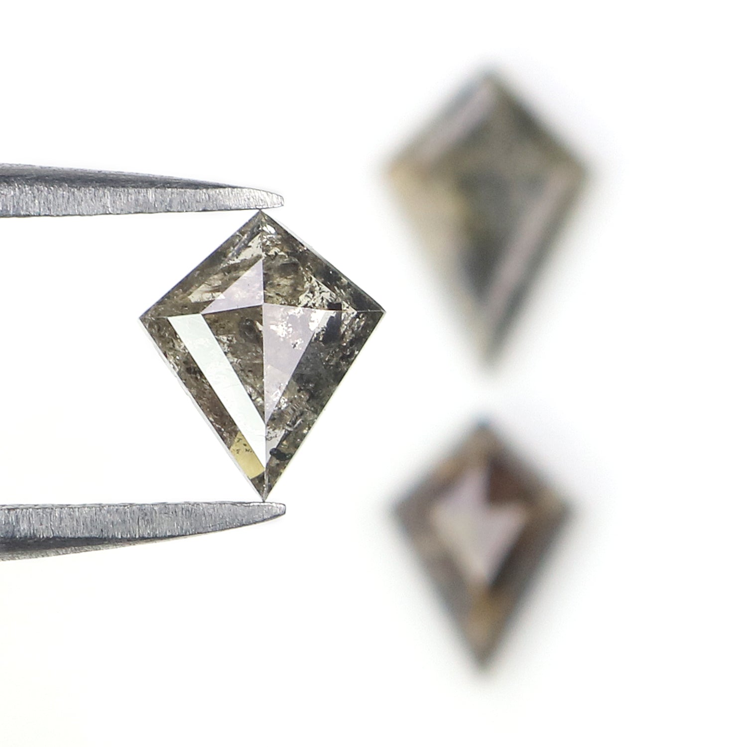 1.92 CT Natural Loose Kite Shape Diamond Salt And Pepper Kite Cut Diamond 9.25 MM Natural Black Grey Color Kite Rose Cut Diamond L3443
