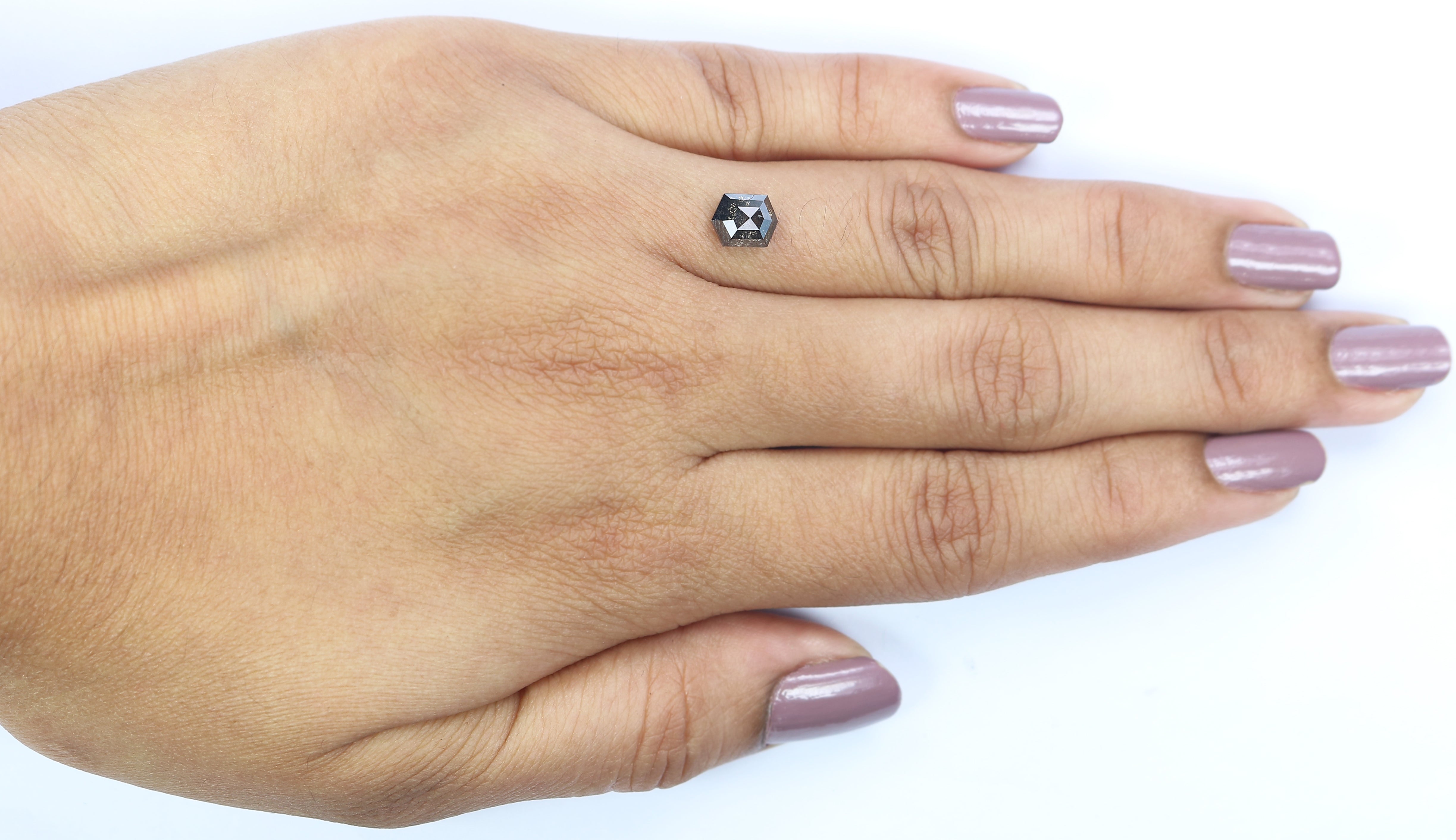 1.21 CT Natural Loose Hexagon Cut Diamond Salt And Pepper Hexagon Diamond 6.70 MM Natural Loose Black Grey Color Hexagon Cut Diamond LQ2976
