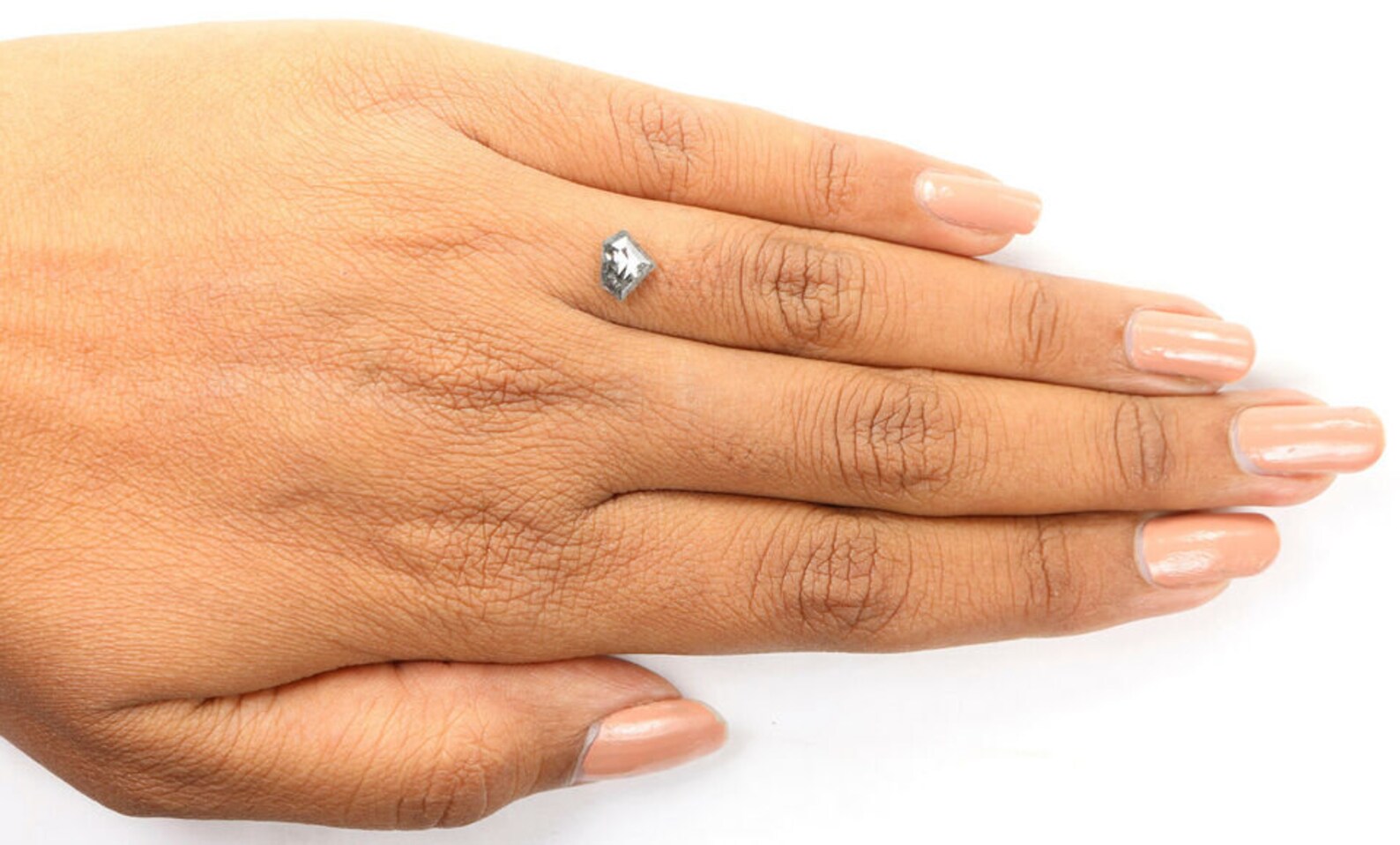 0.89 Ct Natural Loose Shield Shape Diamond Salt And Pepper Shield Diamond 5.80 MM Natural Black Grey Color Shield Rose Cut Diamond QN1226