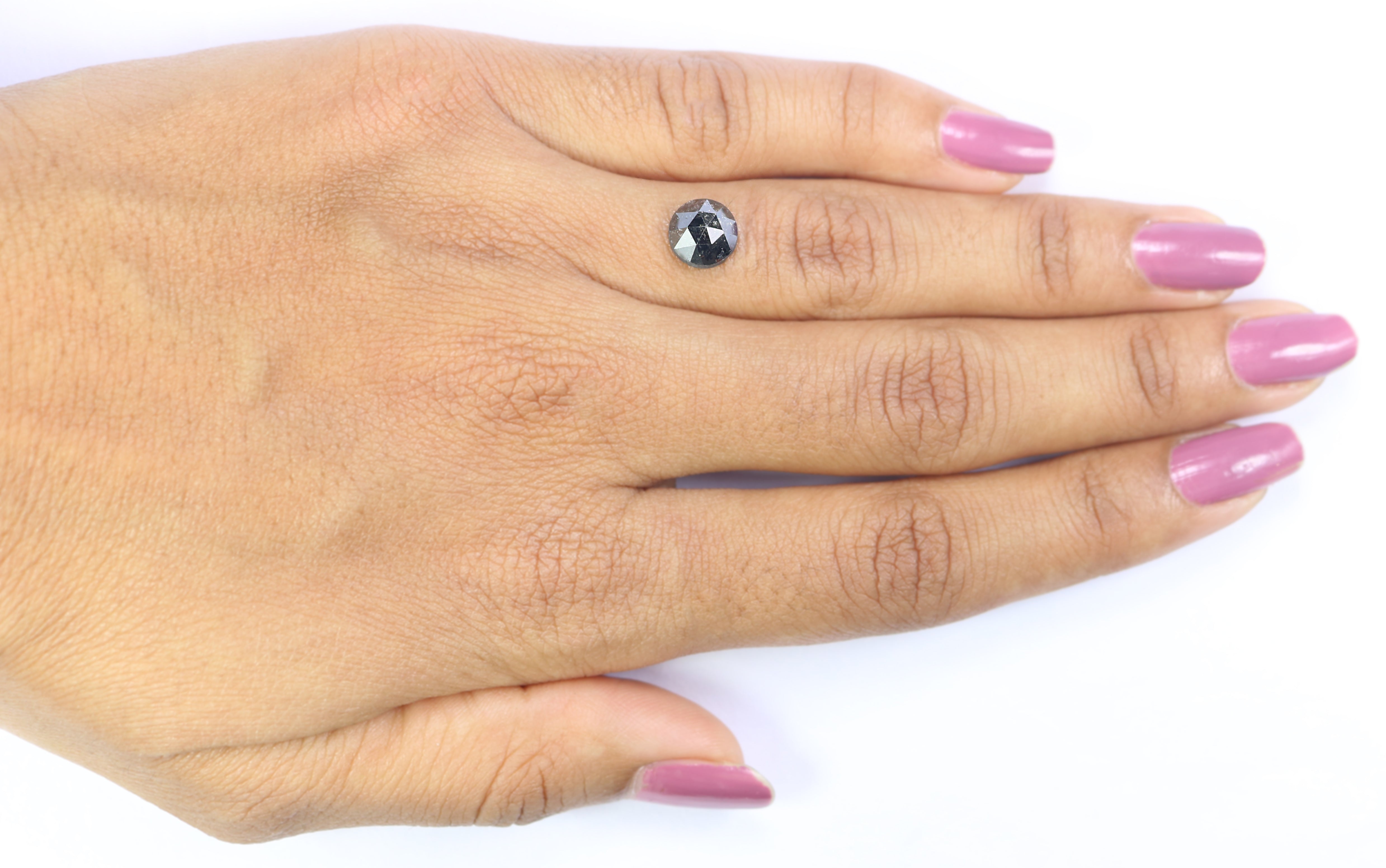 1.72 CT Natural Loose Round Rose Cut Diamond Salt And Pepper Round Diamond 7.40 MM Natural Loose Black Grey Color Rose Cut Diamond LQ1637