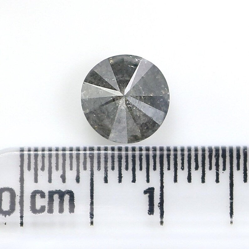 1.47 CT Natural Loose Round Shape Diamond Salt And Pepper Round Diamond 6.40 MM Natural Black Gray Color Round Brilliant Cut Diamond QN9377