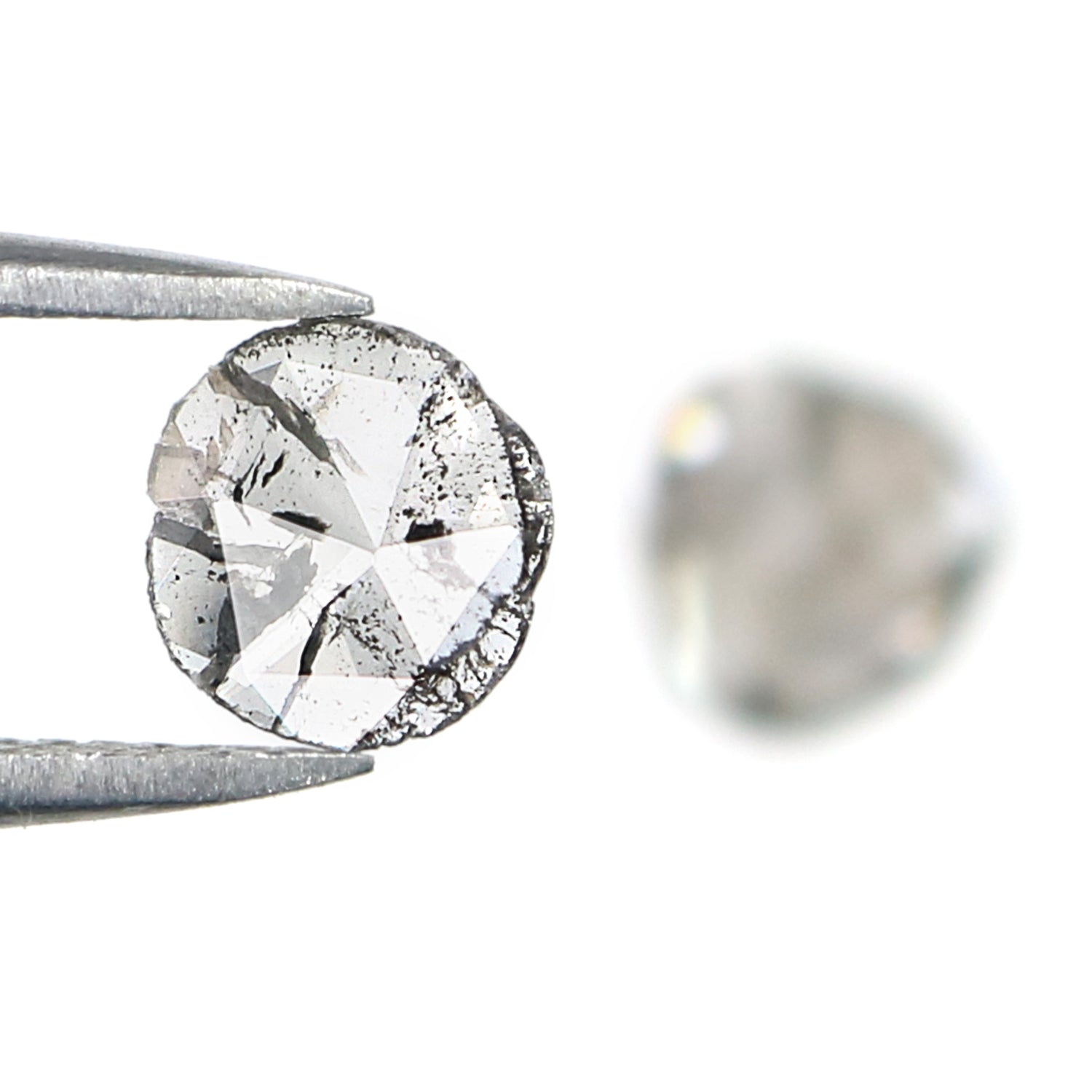 0.67 CT Natural Loose Slice Shape Diamond Salt And Pepper Slice Uncut Diamond 6.50 MM Natural Black Grey Diamond Irregular Cut Diamond L3564