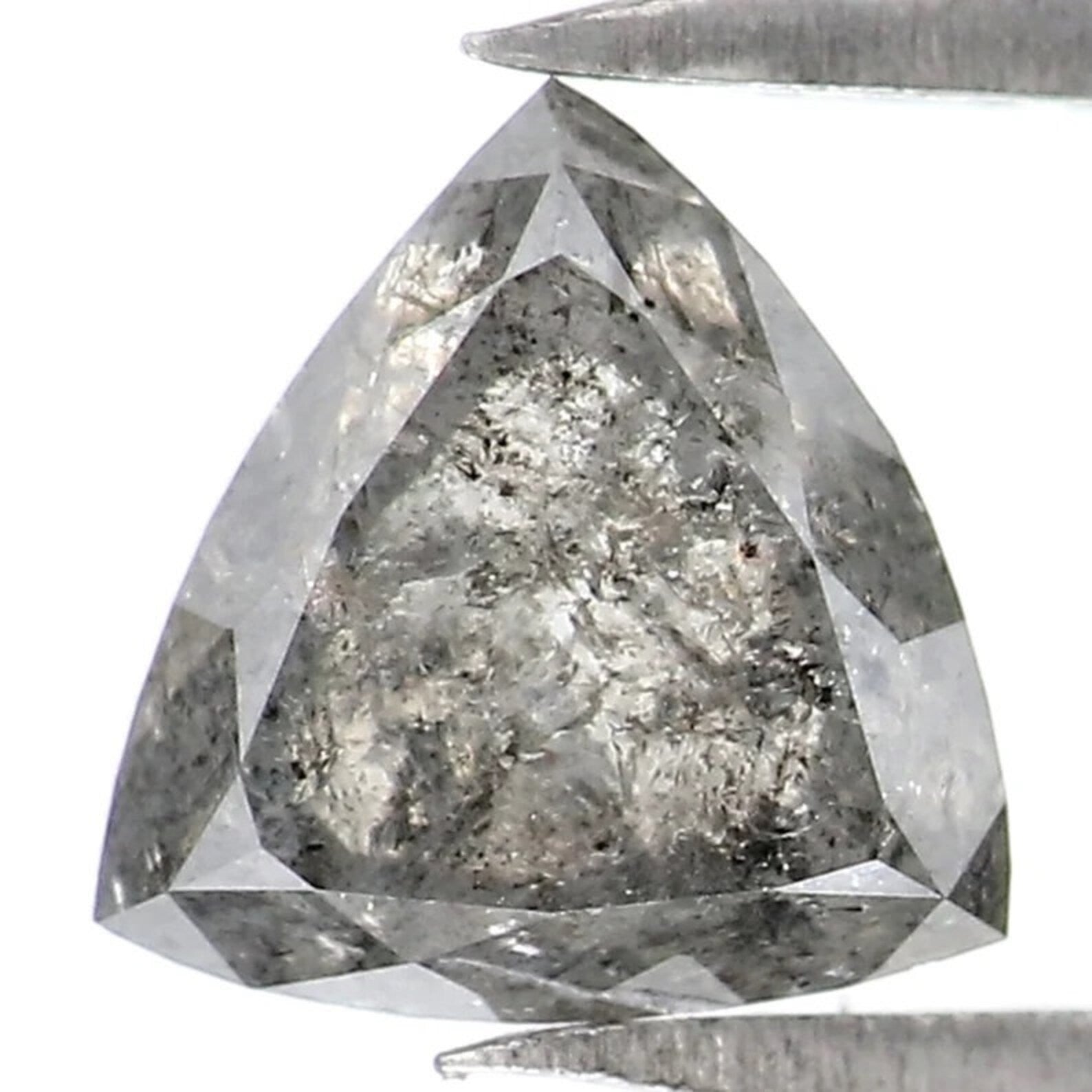 1.03 CT Natural Loose Triangle Diamond Salt And Pepper Triangle Diamond 6.40 MM Natural Black Gray Color Triangle Rose Cut Diamond QN9302