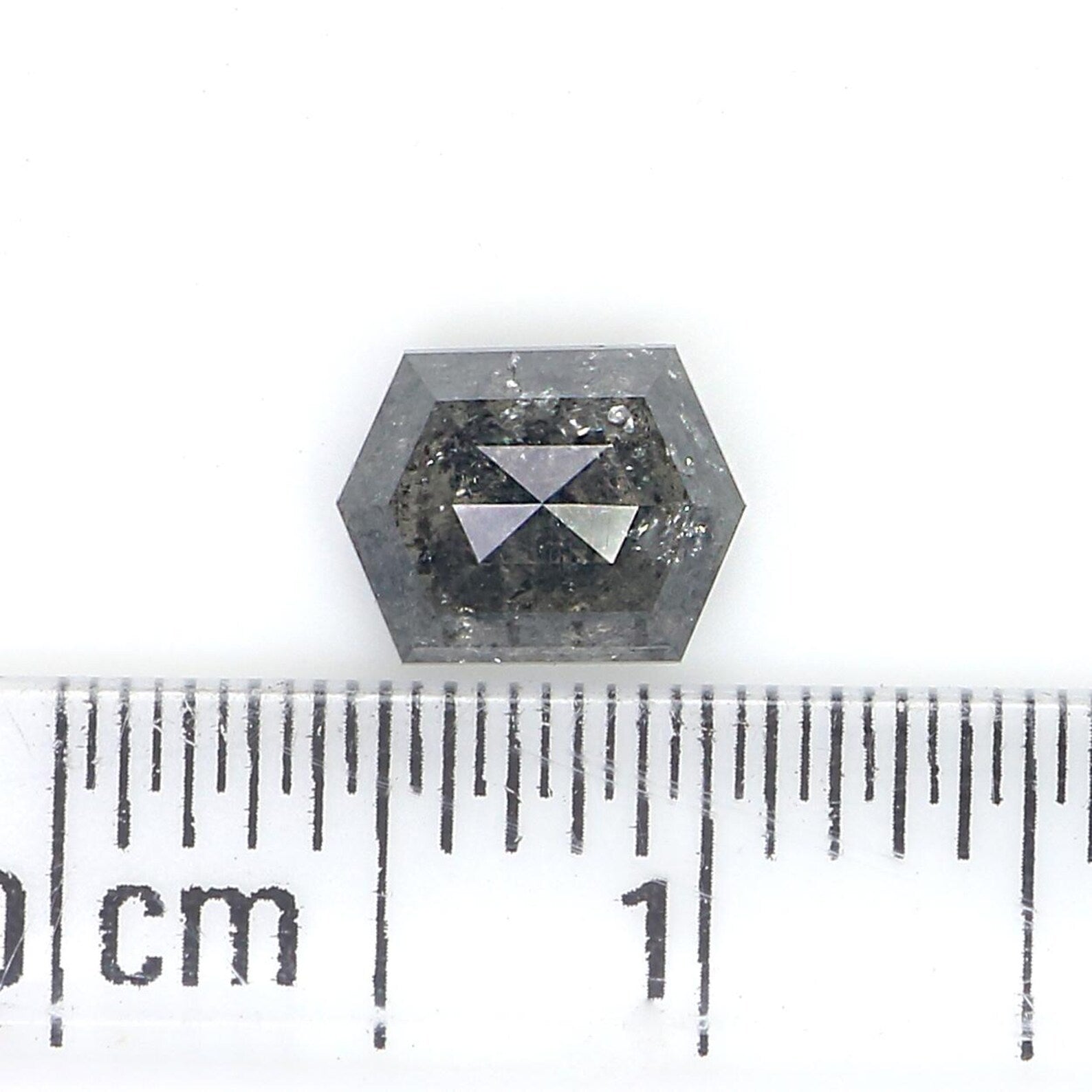 0.95 CT Natural Loose Hexagon Shape Diamond Salt And Pepper Hexagon Cut Diamond 6.40 MM Natural Loose Hexagon Shape Rose Cut Diamond QN1448
