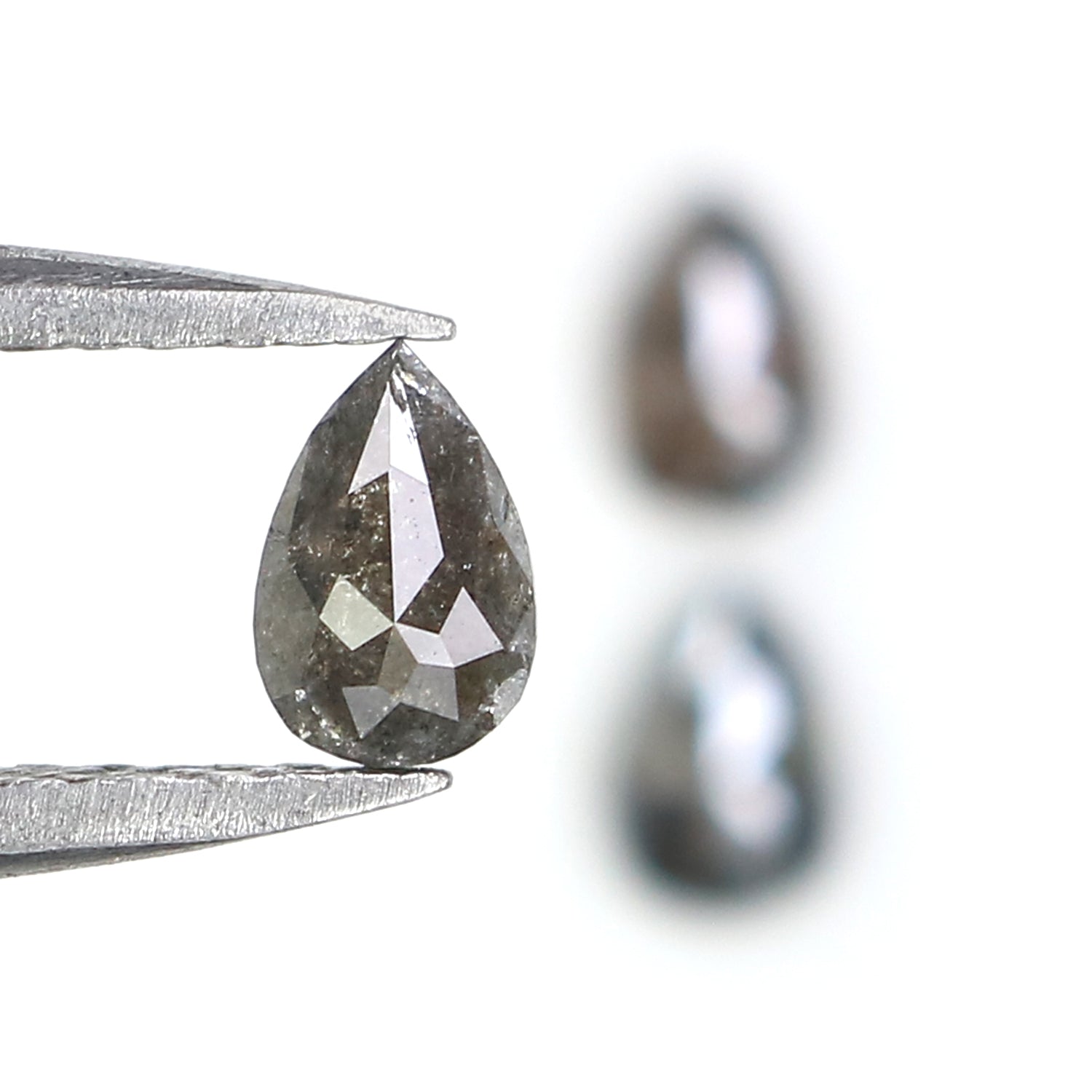 0.60 CT Natural Loose Pear Shape Diamond Salt And Pepper Pear Diamond 4.55 MM Natural Loose Black Grey Color Pear Rose Cut Diamond KQ2700