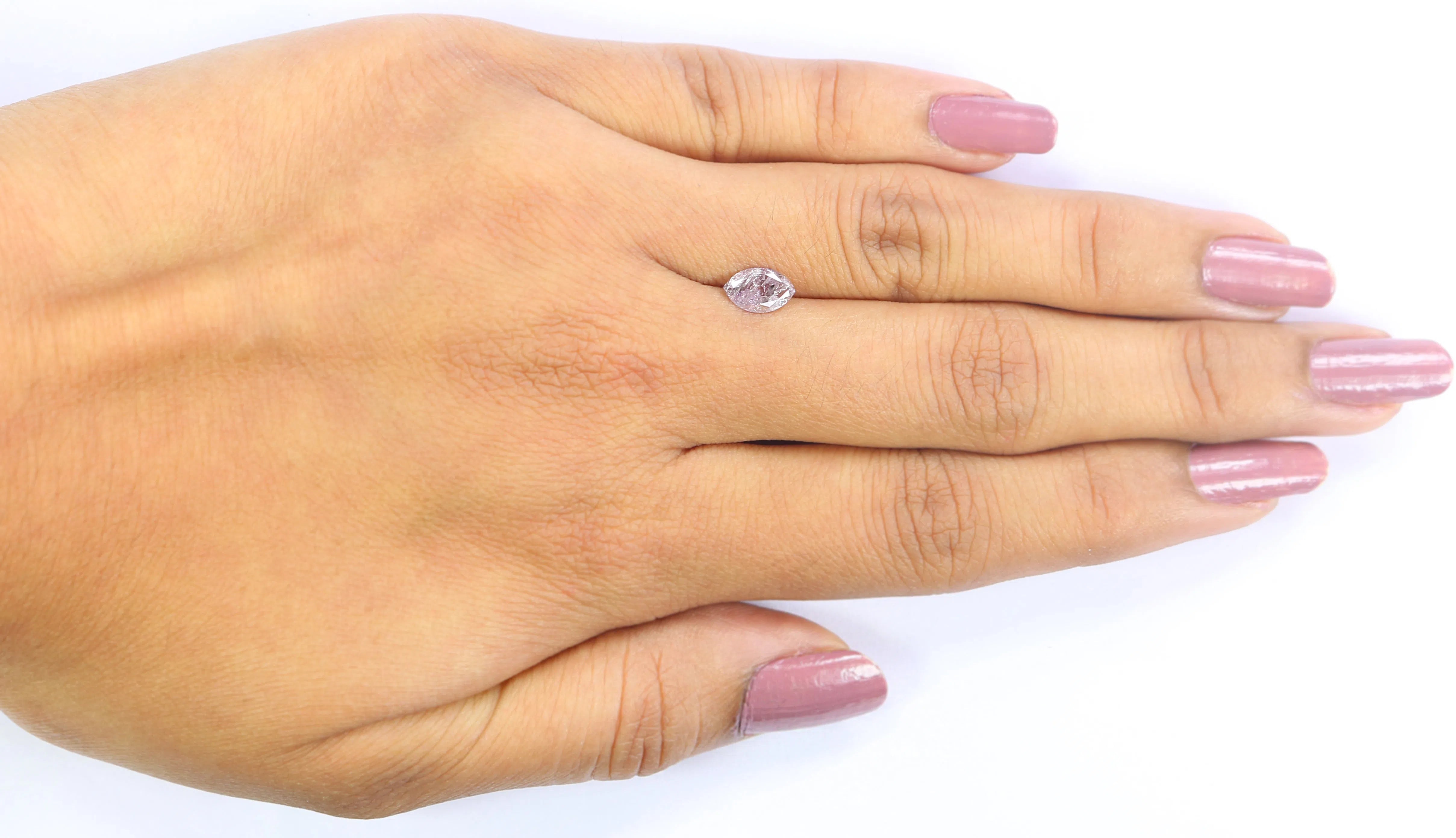 GIA Certified 0.53 Ct Natural Loose Marquise Modified Brilliant Cut Diamond 7.45 MM Fancy Grayish Pink-Purple Color Marquise Diamond QL6912