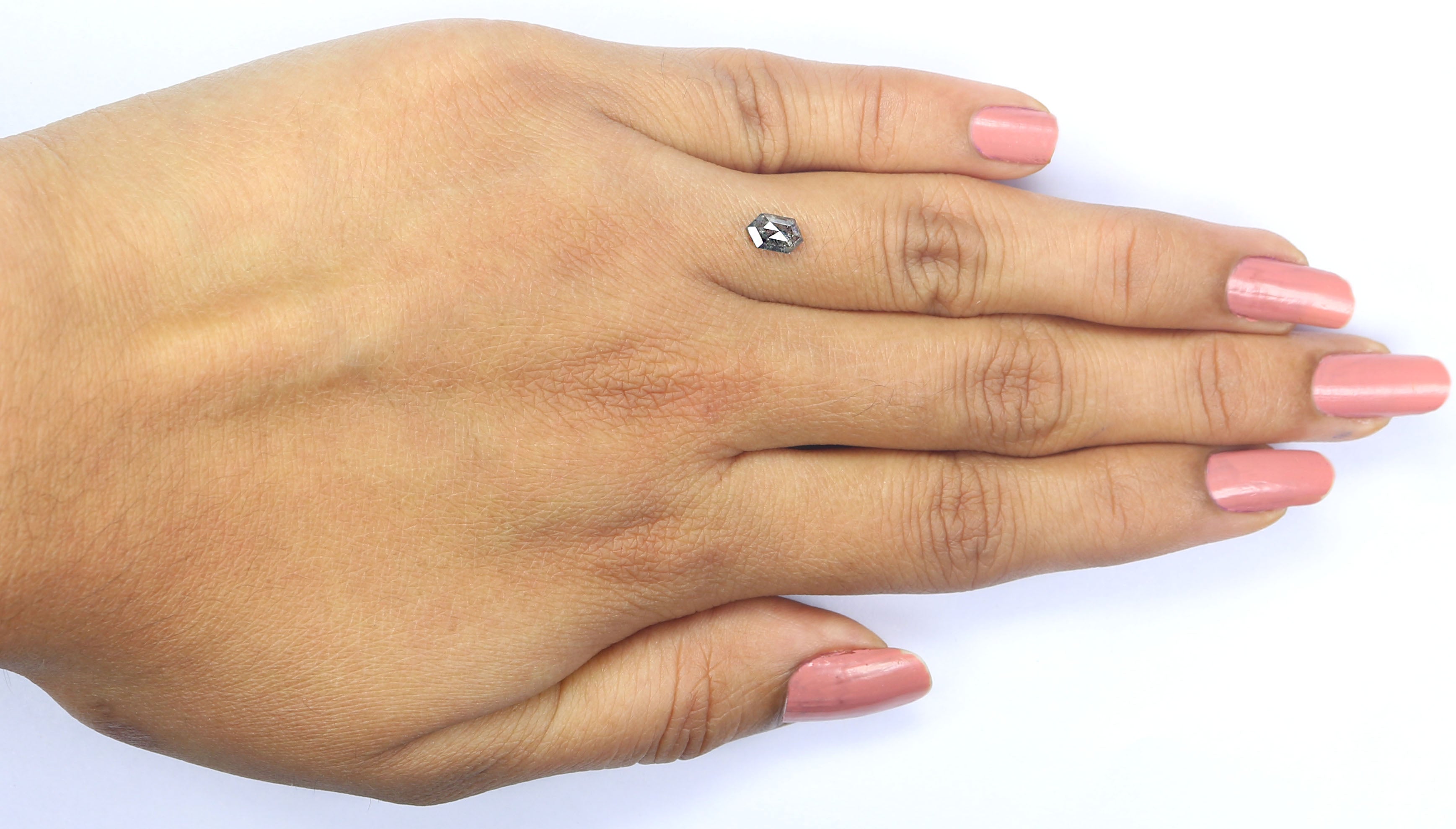 0.48 CT Natural Loose Hexagon Cut Diamond Salt And Pepper Hexagon Diamond 6.40 MM Natural Loose Black Grey Color Hexagon Cut Diamond QL2472