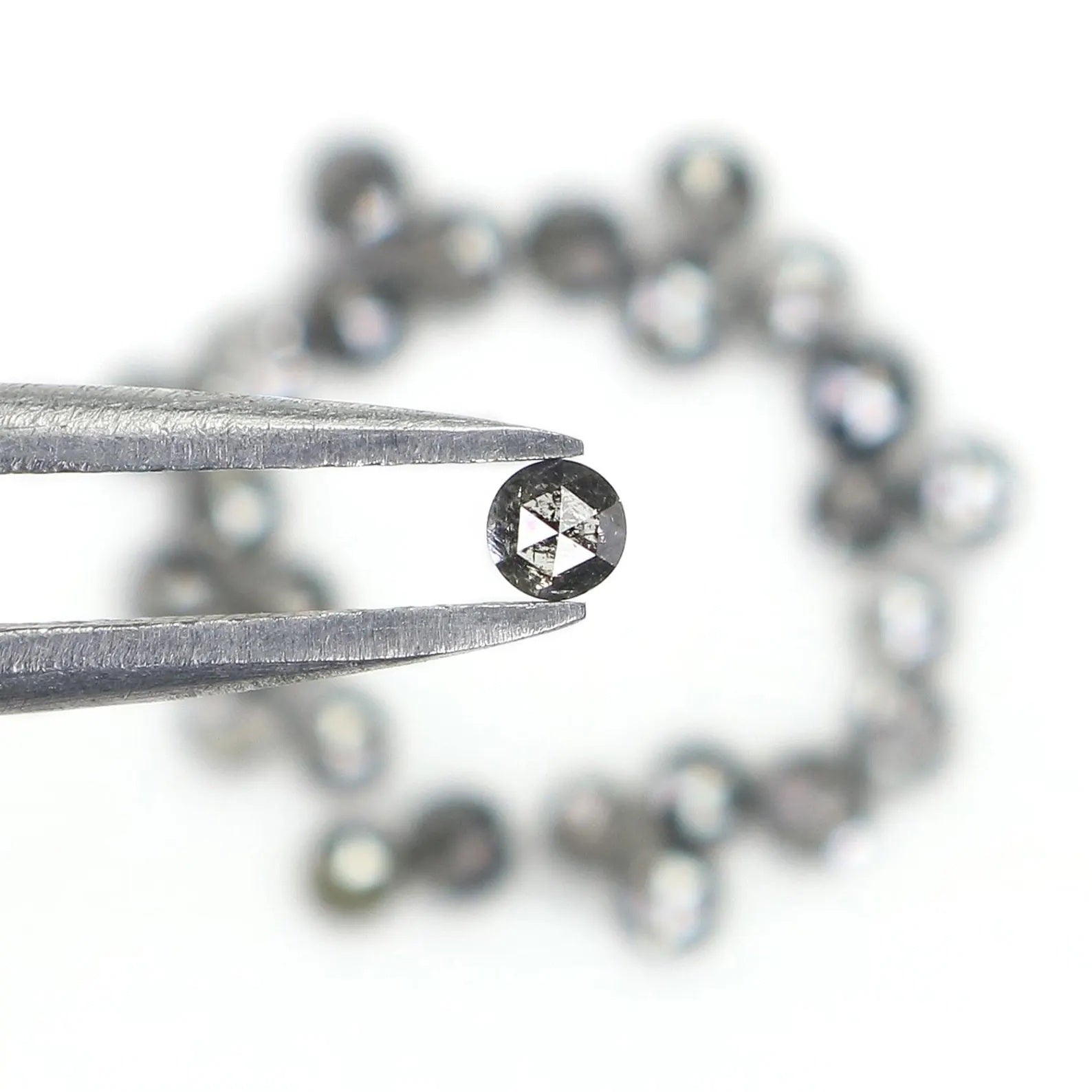 1.38 CT Natural Loose Round Shape Diamond Salt And Pepper Round Diamond 2.10 MM Natural Loose Black Grey Color Round Rose Cut Diamond NQ1843