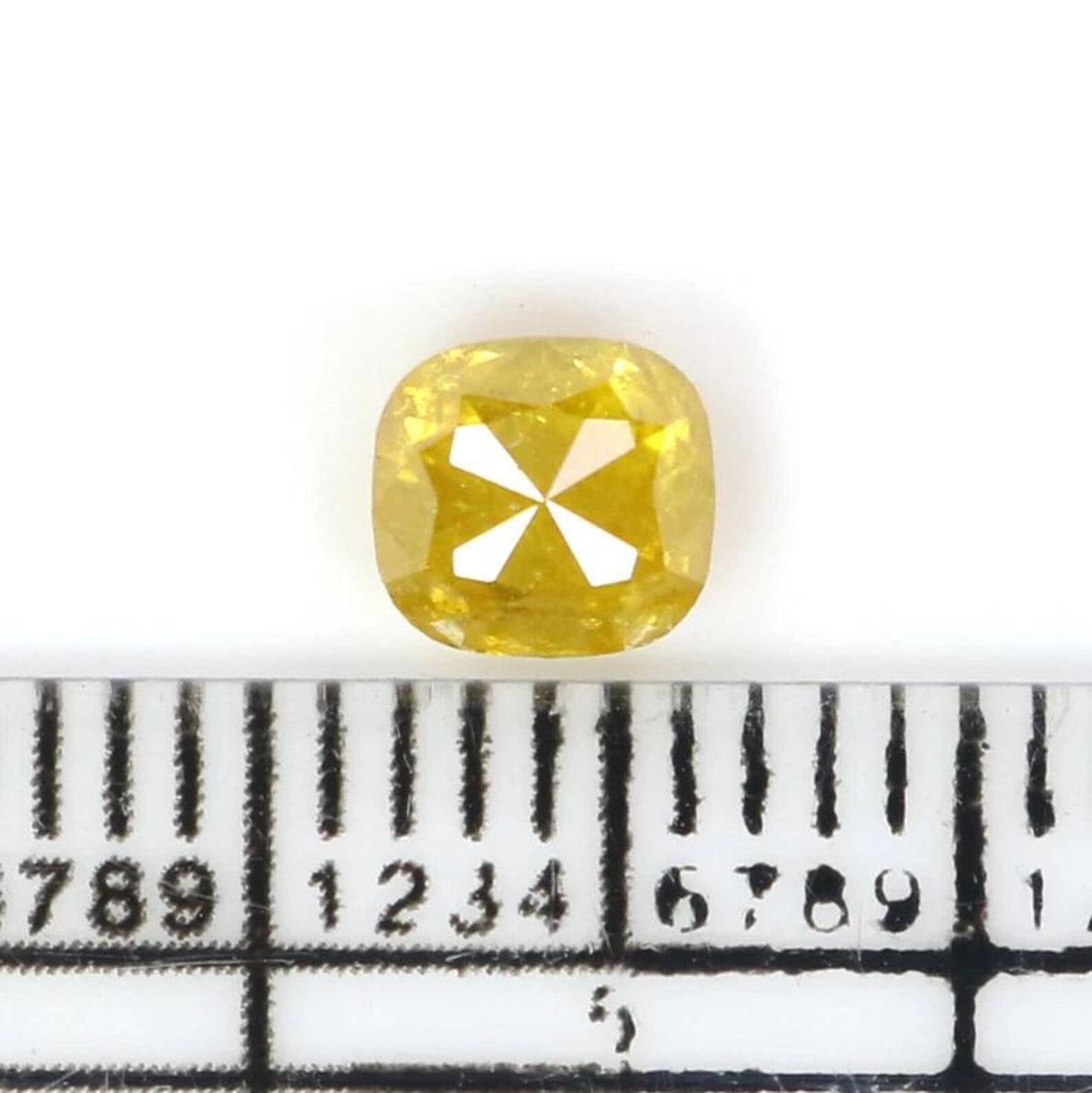 0.71 CT Natural Loose Cushion Shape Diamond Yellow Color Cushion Diamond 4.90 MM Natural Loose Yellow Color Cushion Rose Cut Diamond NQ2358