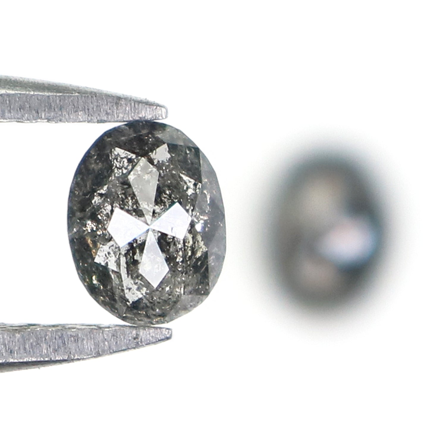 0.52 Ct Natural Loose Oval Shape Pair Diamond Salt And Pepper Oval Cut Diamond 4.70 MM Natural Black Gray Color Oval Rose Cut Diamond NQ2304