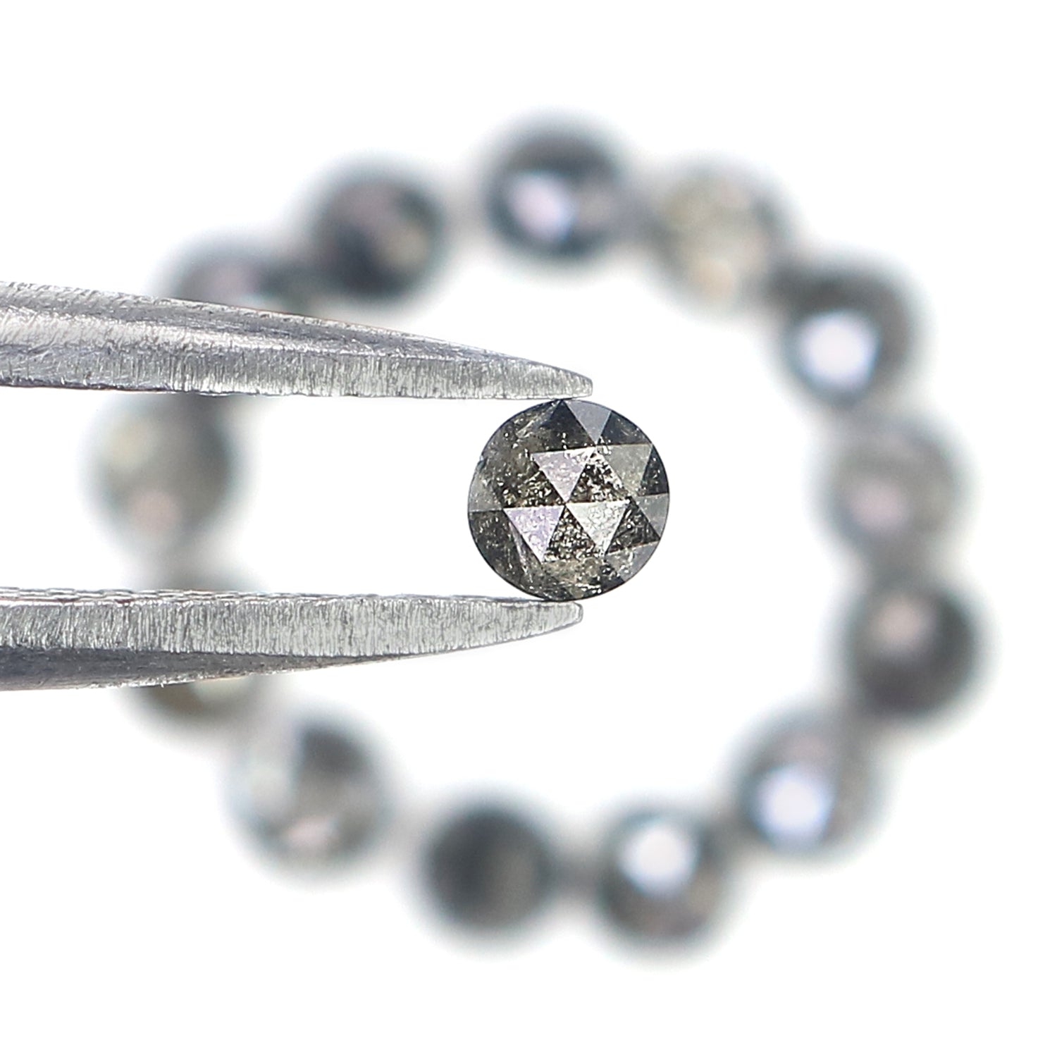 1.34 Ct Natural Loose Round Rose Cut Diamond Salt And Pepper Round Diamond 2.70 MM Natural Black Grey Color Round Rose Cut Diamond LQ1823