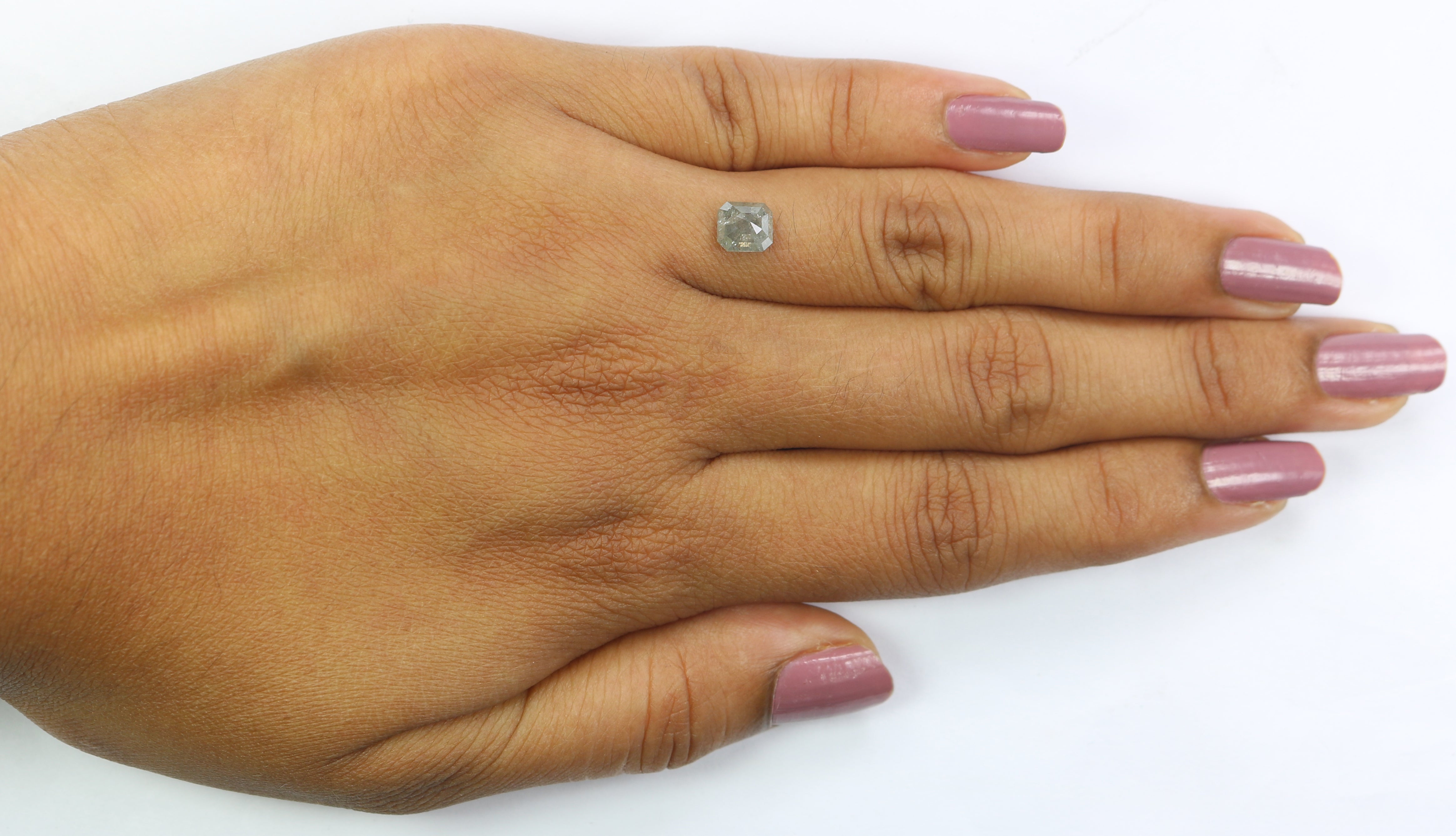 0.89 CT Natural Loose Emerald Shape Diamond Salt And Pepper Emerald Cut Diamond 5.70 MM Natural Black Grey Emerald Rose Cut Diamond KQ2676