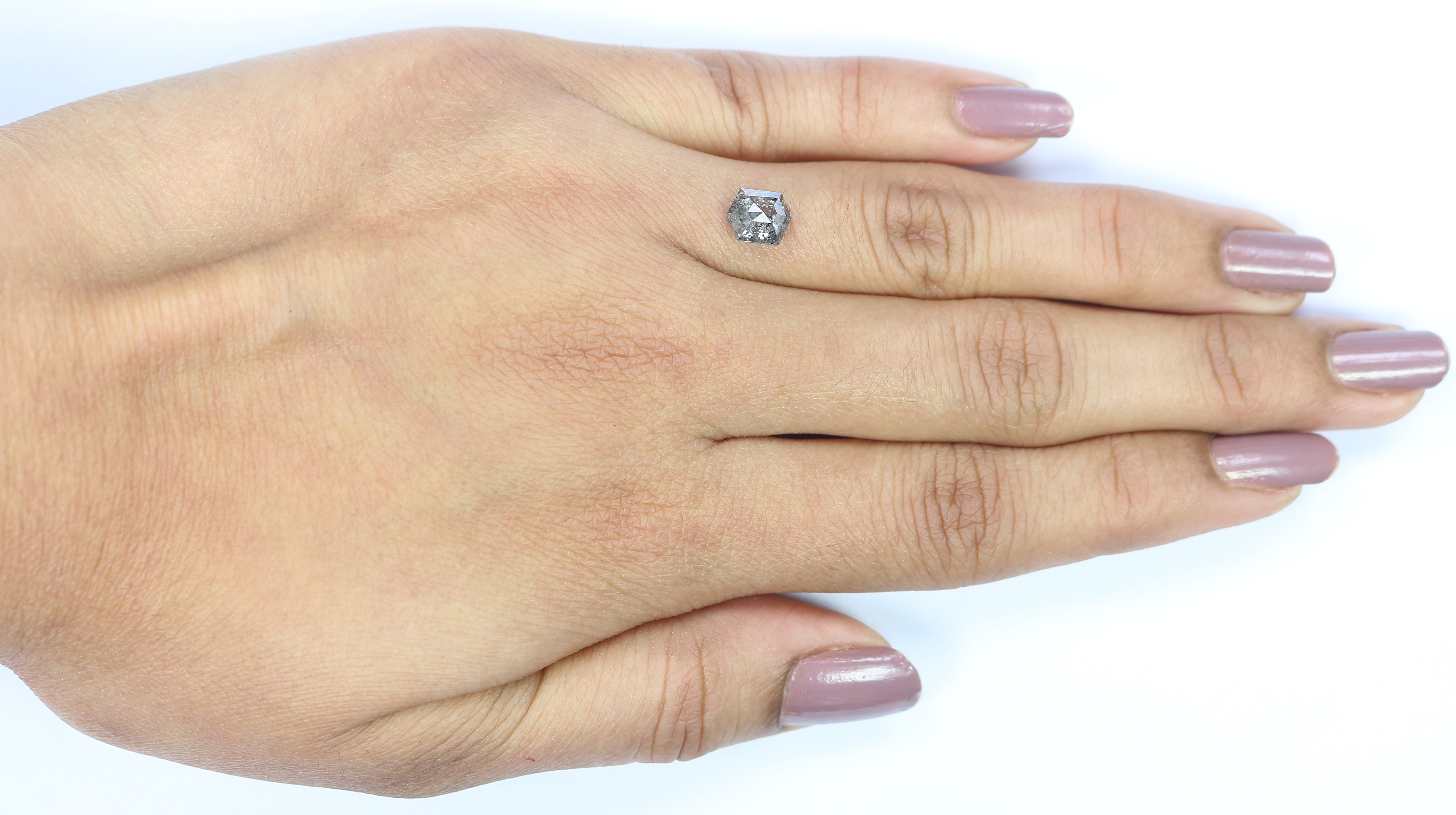 1.14 CT Natural Loose Hexagon Diamond Salt And Pepper Hexagon Diamond 6.75 MM Natural Loose Diamond Hexagon Cut Diamond Hexagon Shape LQ2984