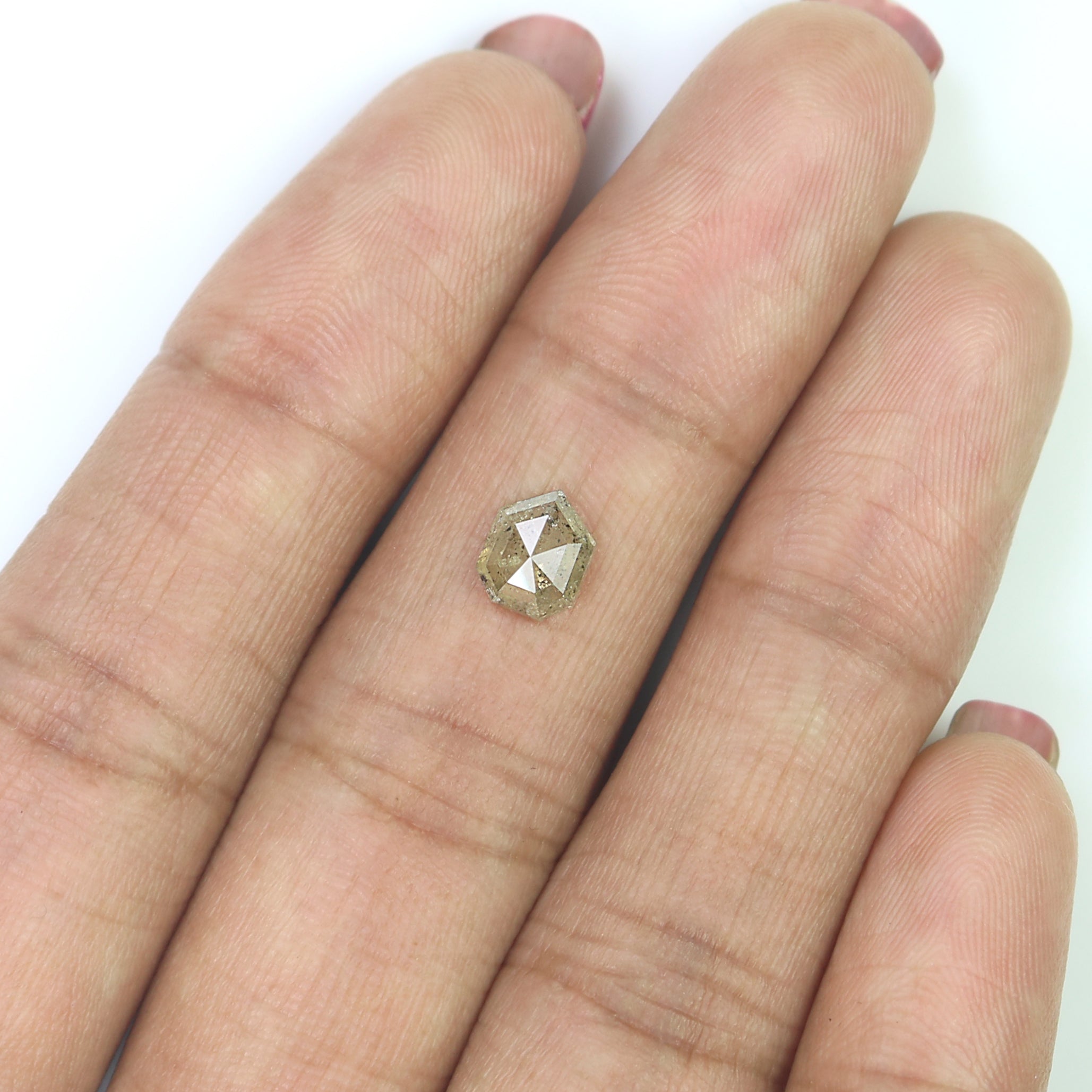 Natural Pentagon Green Diamond 0.80 CT Loose Rose Cut Green Stone 6.55 MM Rustic Diamond Pentagon Diamond For Custom Engagement Ring L3624