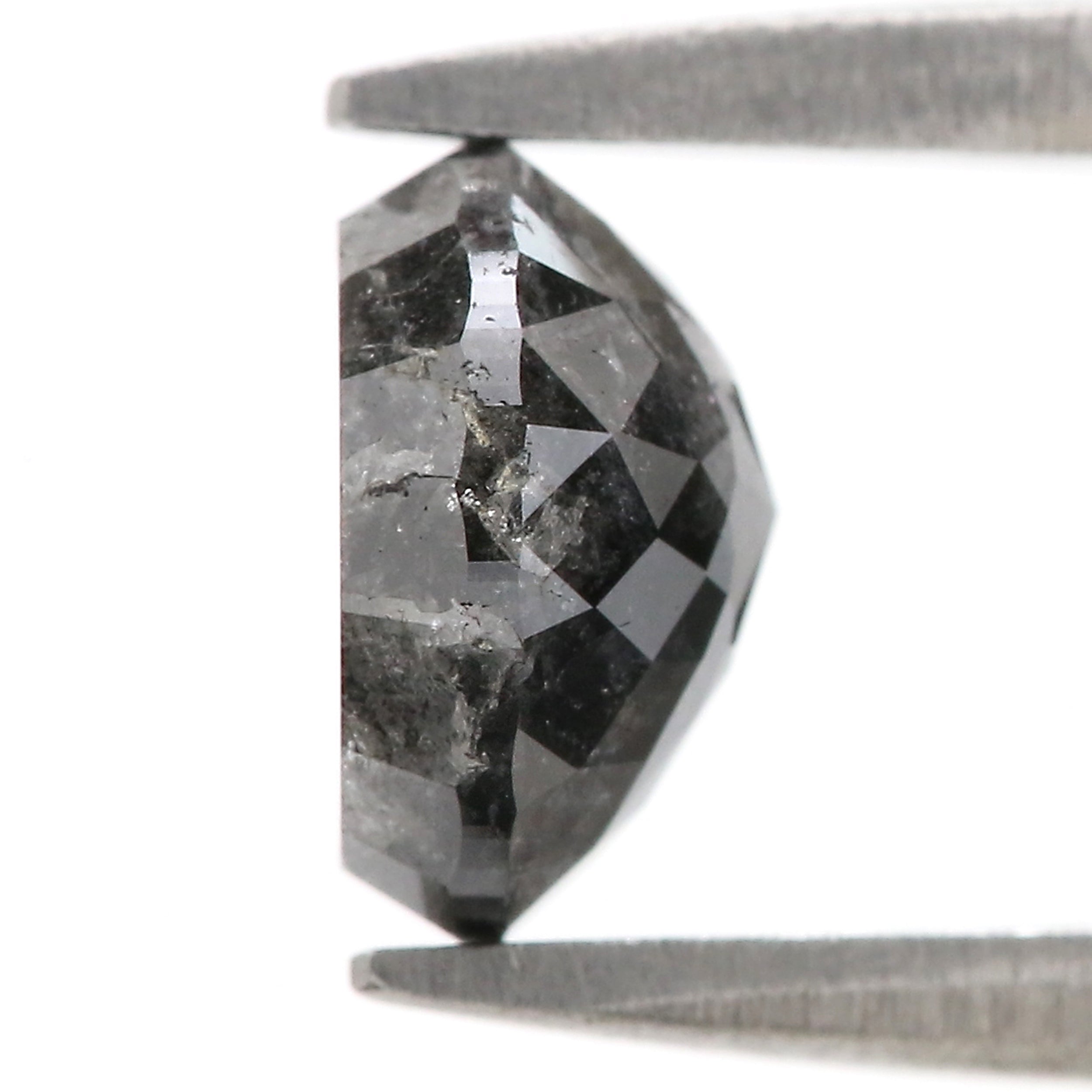 Natural Round Salt and Pepper Diamond 2.07 CT Loose Rose Cut Black Grey Stone 7.60 MM Rustic Diamond For Custom Engagement Ring L3684