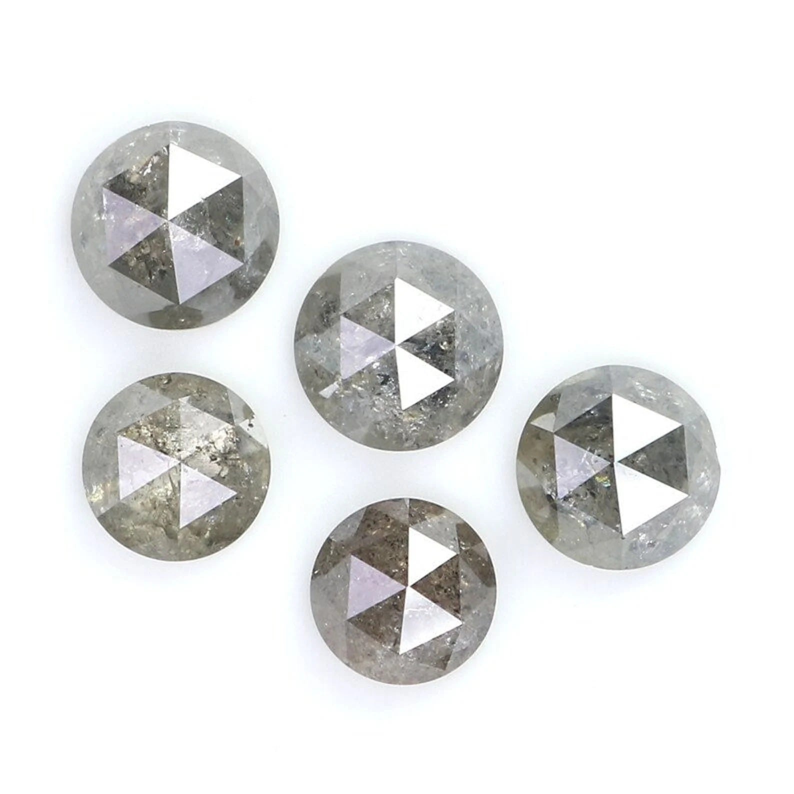 2.42 CT Natural Loose Round Rose Cut Diamond Salt And Pepper Round Shape Diamond 4.60 MM Natural Black Grey Color Rose Cut Diamond NQ2056