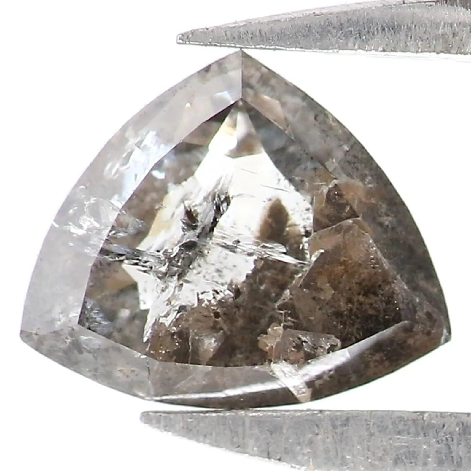 0.39 CT Natural Loose Triangle Diamond Salt And Pepper Triangle Diamond 4.35 MM Natural Black Grey Color Triangle Rose Cut Diamond NQ9974