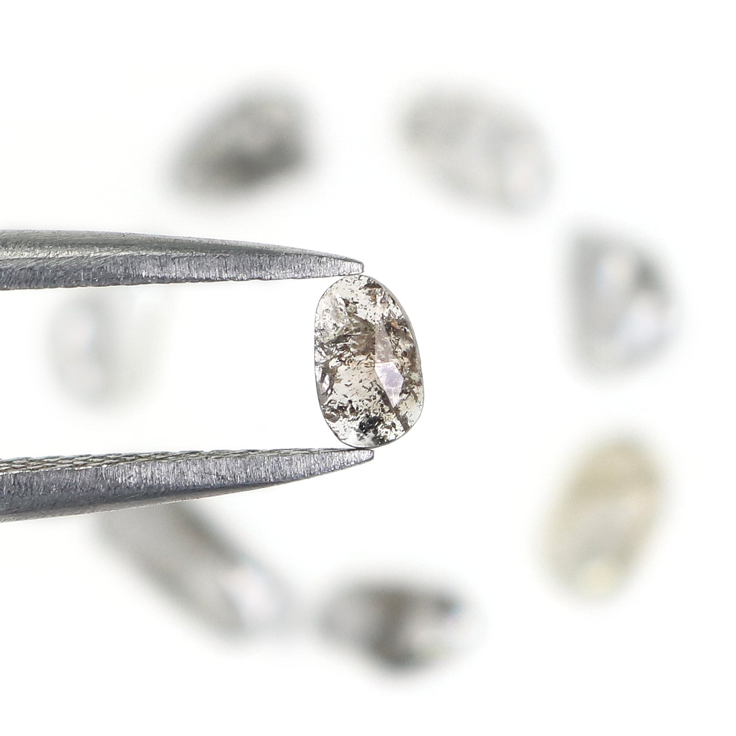 0.93 Ct Natural Loose Slice Shape Diamond Slice Salt And Pepper Diamond 4.65 MM Slice Natural Loose Diamond Slice Black Grey Diamond LQ1447