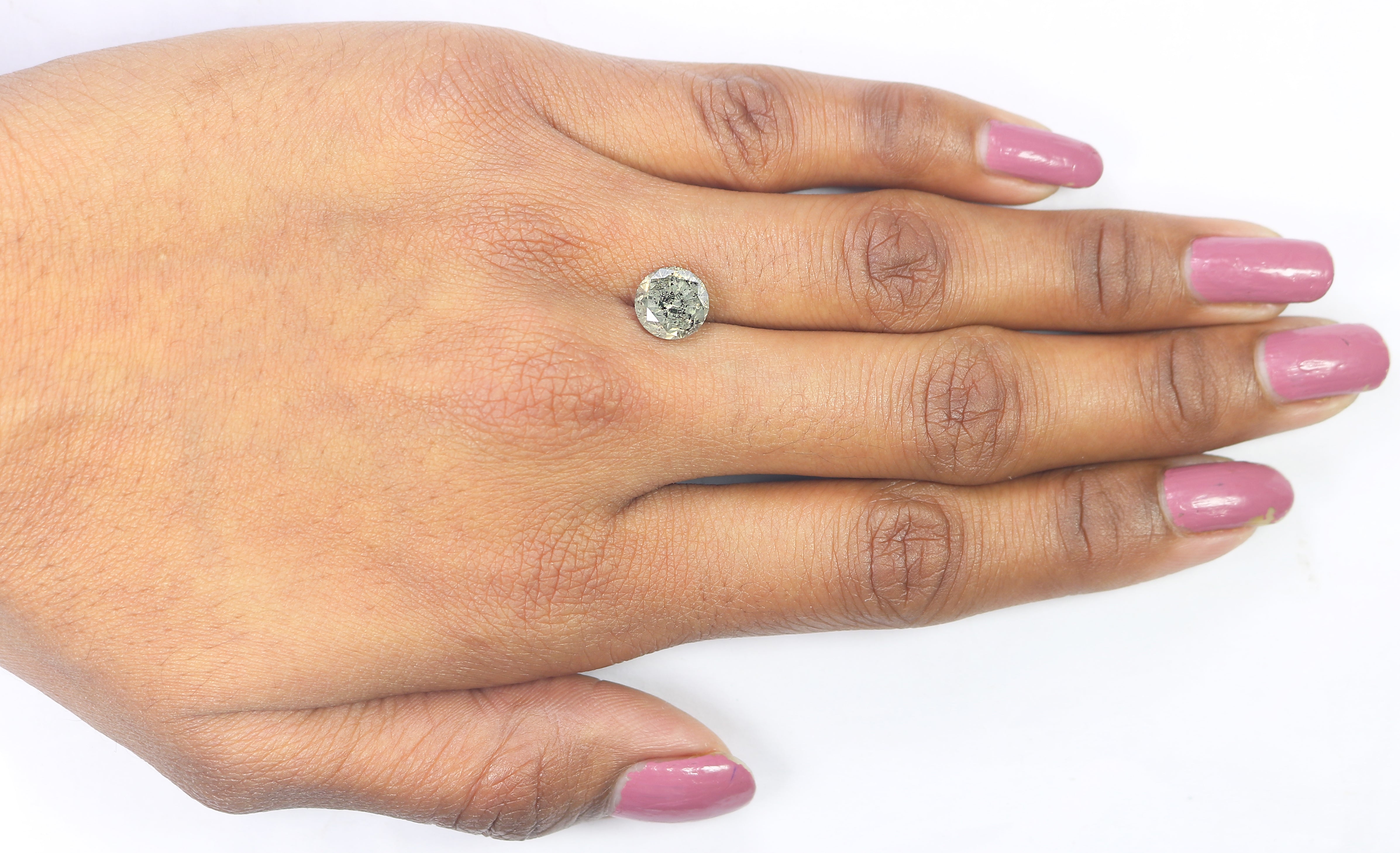 2.43 CT Natural Loose Round Shape Diamond Salt And Pepper Round Cut Diamond 8.20 MM Natural Yellow Green Round Brilliant Cut Diamond QL8553