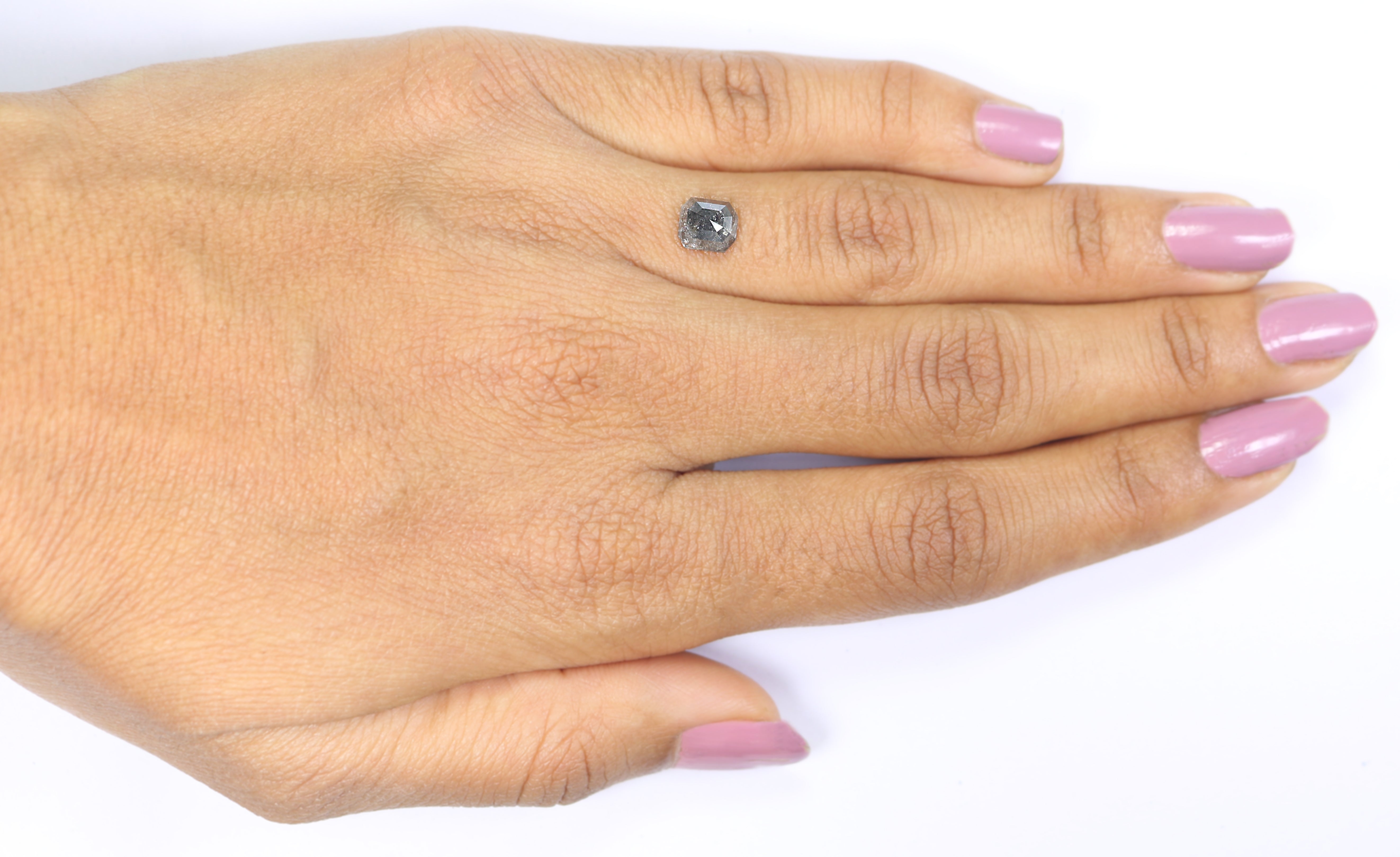 1.24 CT Natural Loose Emerald Shape Diamond Salt And Pepper Emerald Diamond 6.30 MM Natural Black Grey Color Emerald Rose Cut Diamond N2613