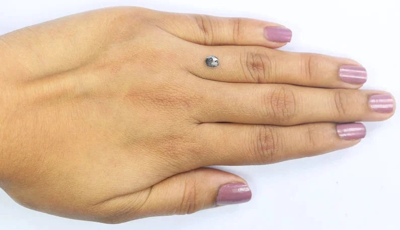 0.52 Ct Natural Loose Oval Shape Diamond Salt And Pepper Oval Cut Diamond 5.30 MM Natural Black Grey Color Oval Rose Cut Diamond NQ9258