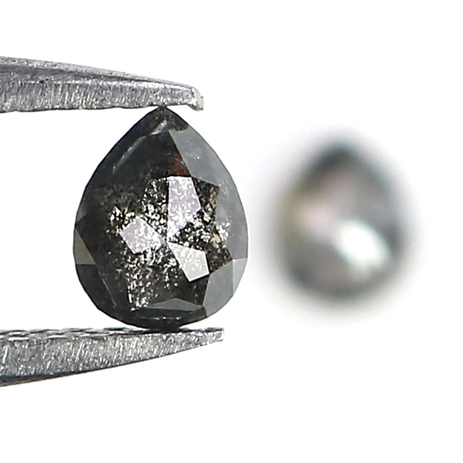 0.39 CT Natural Loose Pear Cut Pair Diamond Salt And Pepper Pear Shape Diamond 4.20 MM Natural Black Grey Color Pear Rose Cut Diamond NQ1854