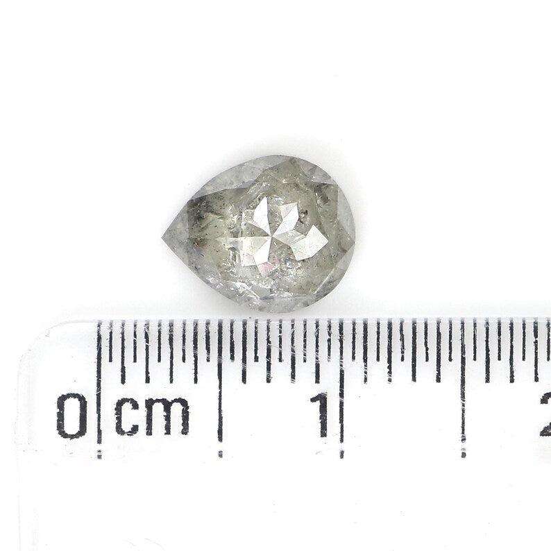 1.36 Ct Natural Loose Pear Shape Diamond Grey Color Pear Cut Diamond 8.00 MM Natural Loose Diamond Grey Pear Shape Rose Cut Diamond QN9219