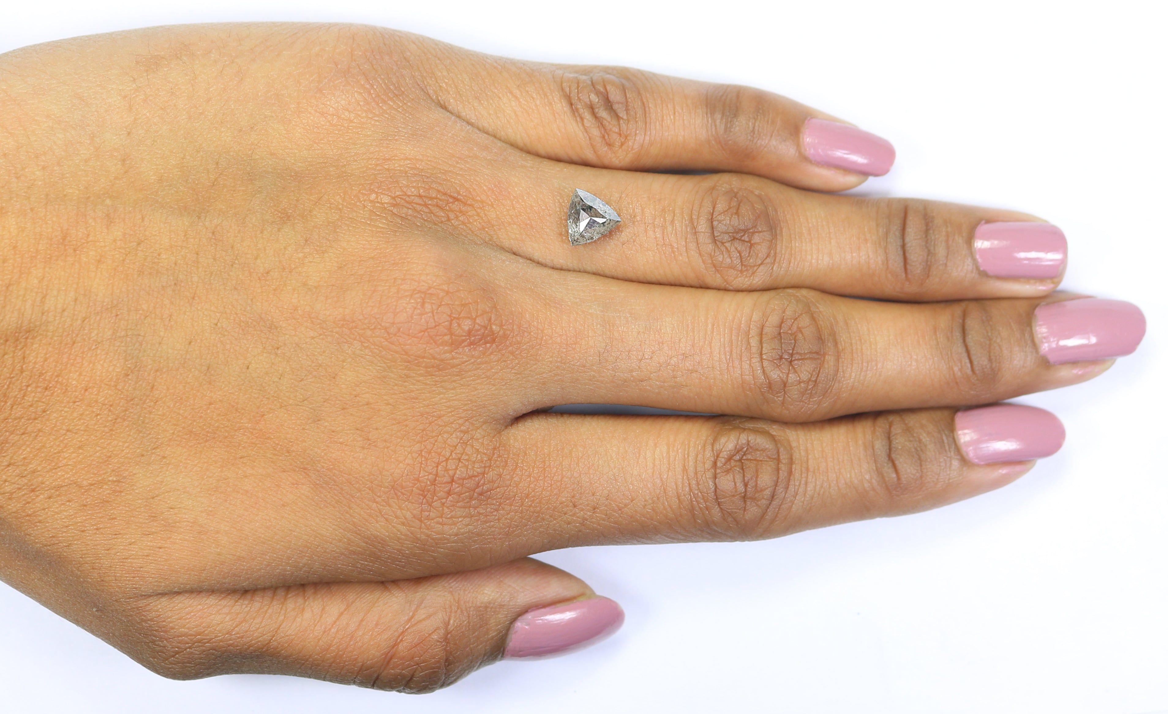 1.62 CT Natural Loose Triangle Shape Diamond Salt And Pepper Triangle Cut Diamond 7.05 MM Black Grey Color Triangle Rose Cut Diamond L3538