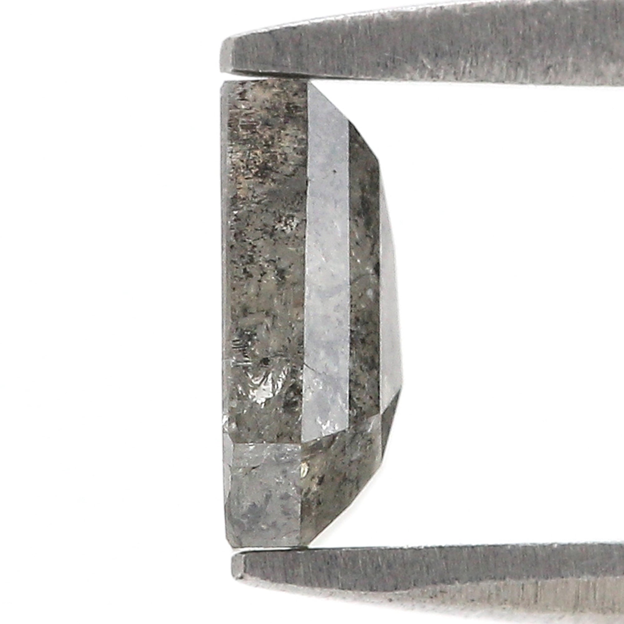 Natural Coffin Salt and Pepper Diamond 0.97 CT Loose Rose Cut Black Grey Color Stone 6.70 MM Rustic Diamond For Custom Engagement Ring L3677