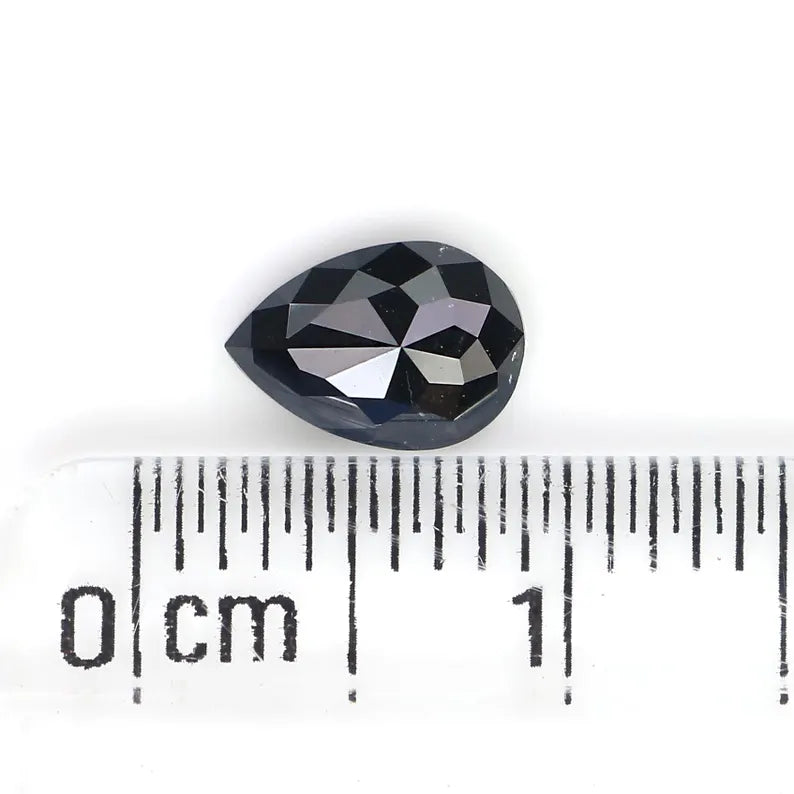 0.61 CT Natural Loose Pear Shape Diamond Black Color Pear Cut Diamond 7.00 MM Natural Loose Diamond Black Pear Rose Cut Diamond NQ2552
