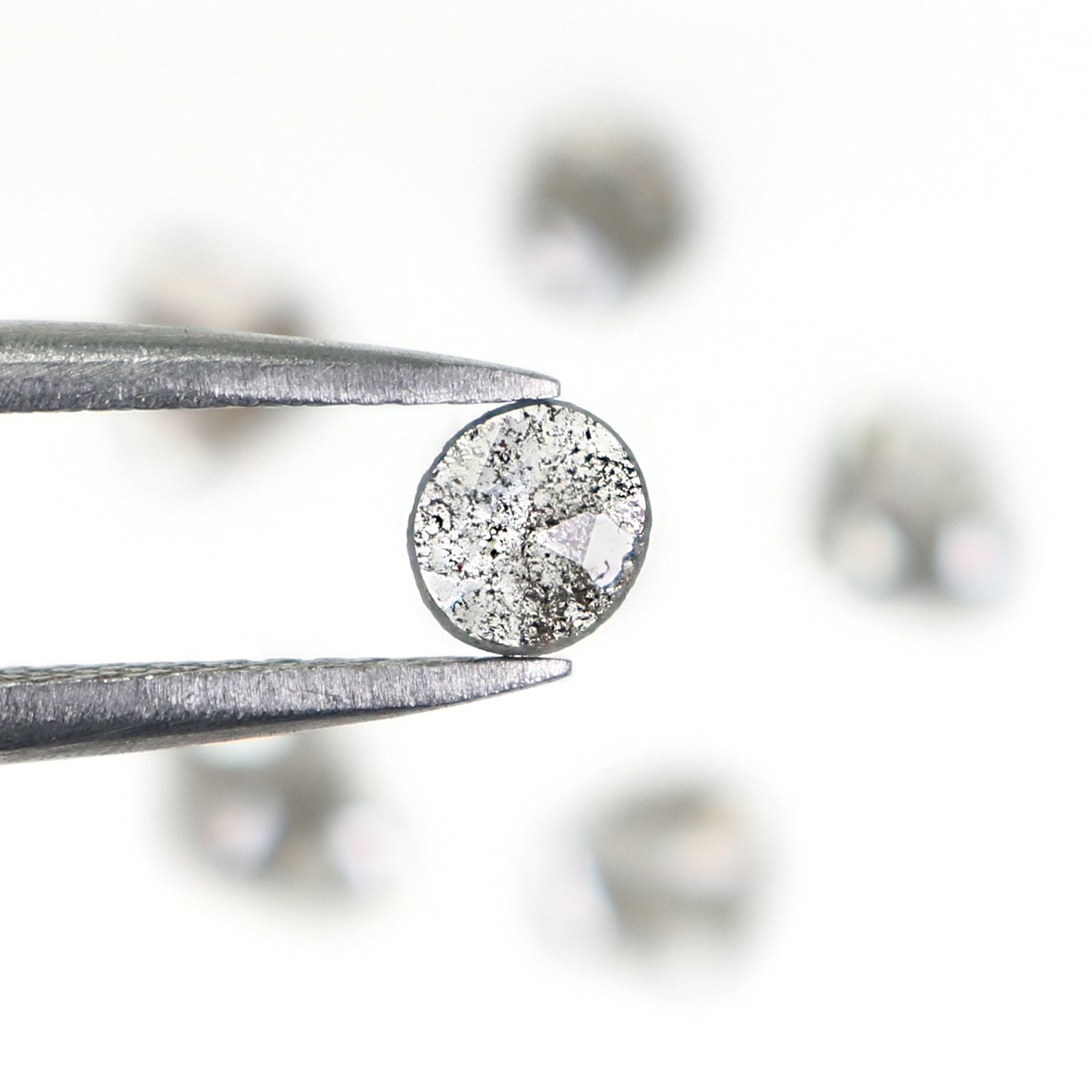 0.75 CT Natural Loose Slice Shape Diamond Salt And Pepper Irregular Cut Diamond 3.60 MM Black Grey Color Slice Shape Rose Cut Diamond NQ1645