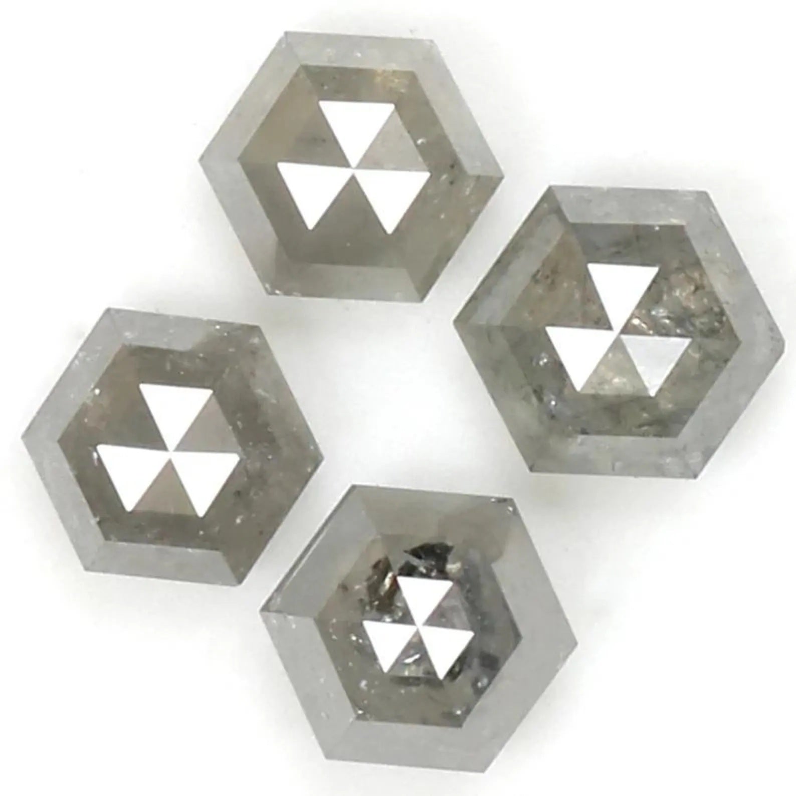 1.14 CT Natural Loose Hexagon Cut Diamond Salt And Pepper Hexagon Diamond 3.50 MM Natural Diamond Grey Color Hexagon Rose Cut Diamond NQ8779