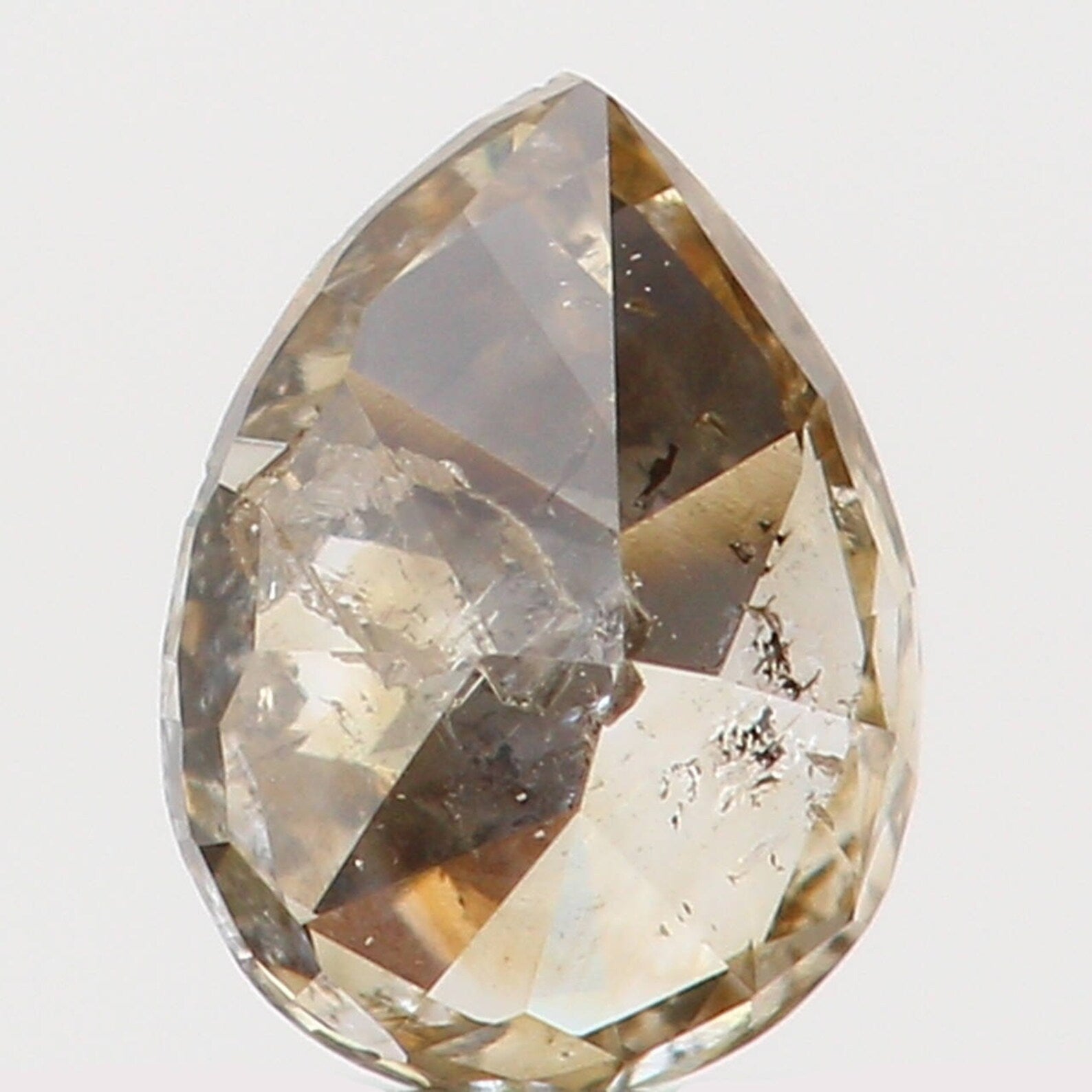 0.19 Ct Natural Loose Diamond Pear Greenish Brown Color I2 Clarity 4.20 MM N7258