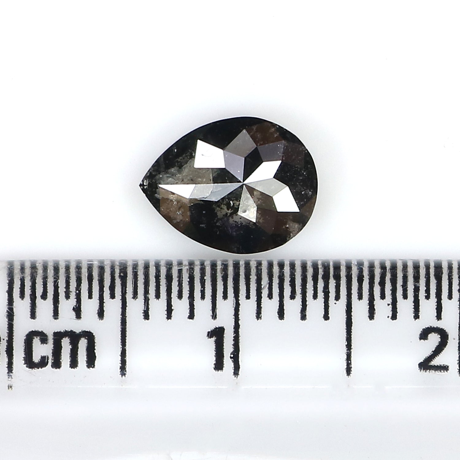 1.02 CT Natural Loose Pear Shape Diamond Salt And Pepper Pear Rose Cut Diamond 7.95 MM Black Grey Color Pear Shape Rose Cut Diamond LQ3002