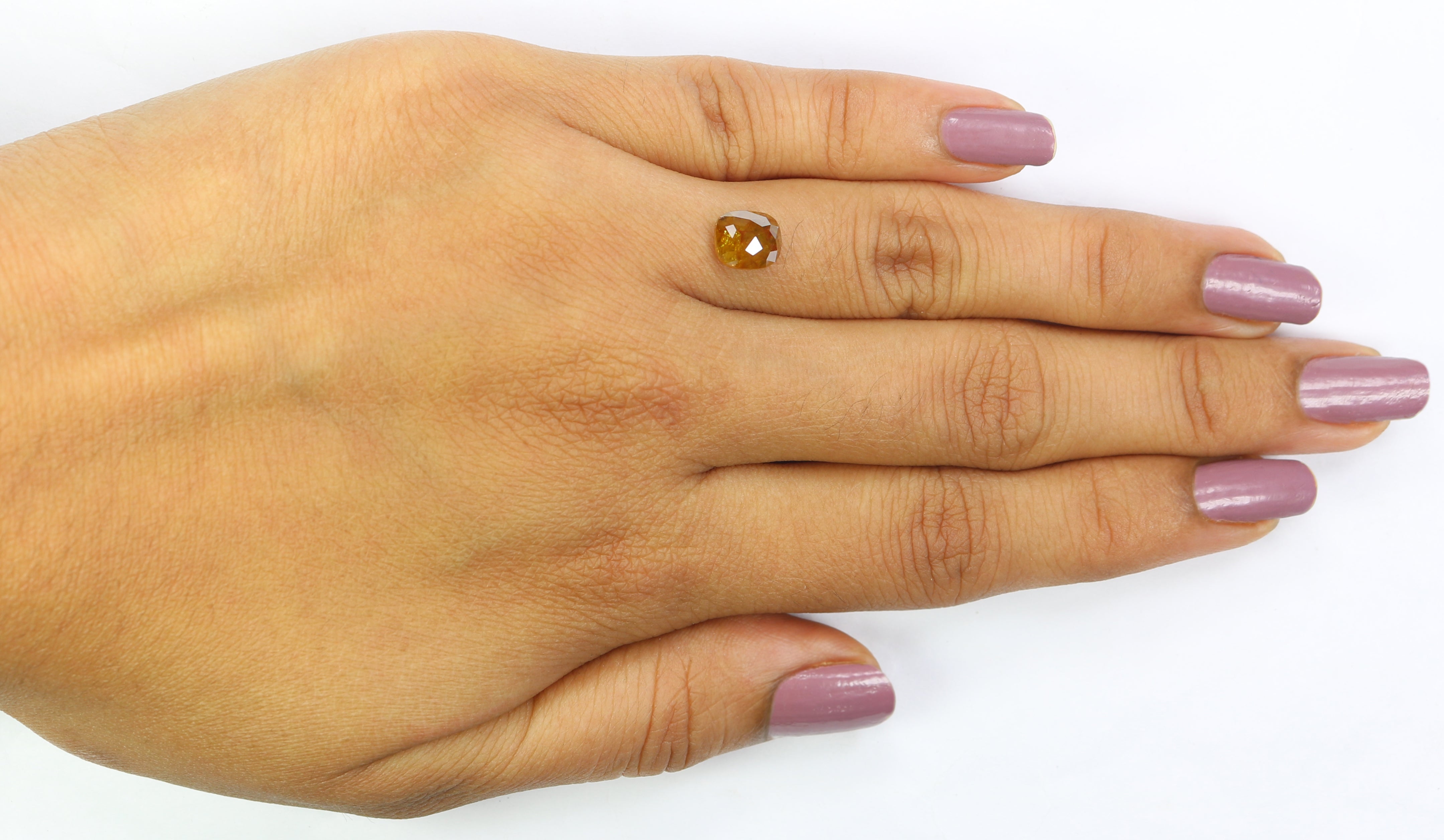 1.39 CT Natural Loose Cushion Shape Diamond Yellow Color Cushion Cut Diamond 6.95 MM Natural Brown Diamond Cushion Rose Cut Diamond QL2885