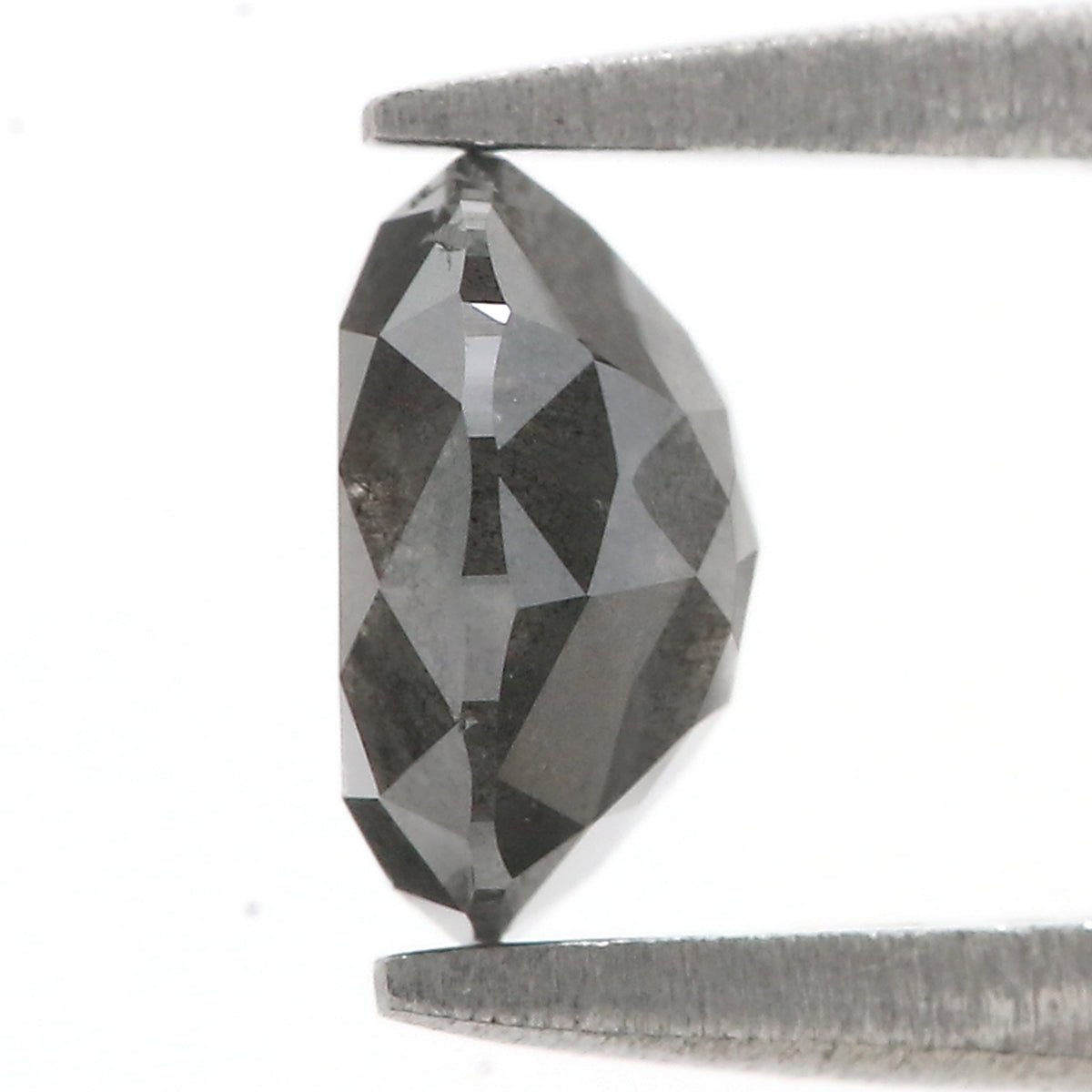 Natural Round Salt and Pepper Diamond 1.37 CT Loose Rose Cut Black Grey Stone 6.82 MM Rustic Diamond For Custom Engagement Ring L3690