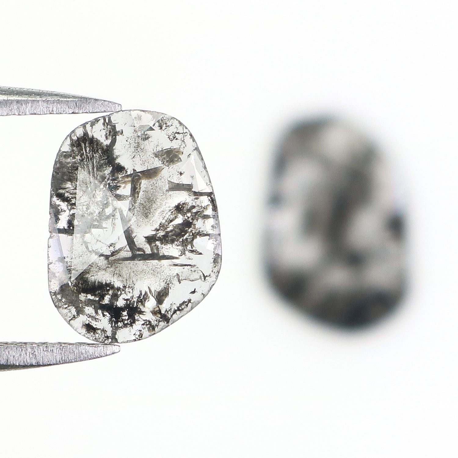 1.33 CT Natural Loose Slice Shape Diamond Salt And Pepper Slice Cut Diamond 10.95 MM Natural Black Grey Diamond Irregular Cut Diamond L3482