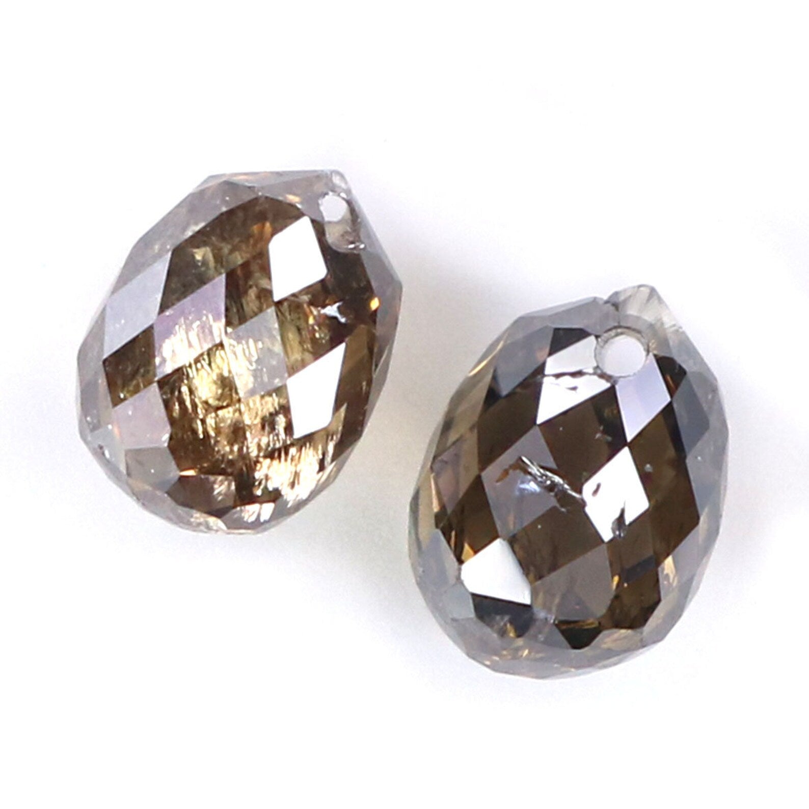 1.11 CT Natural Loose briolette Diamond Brown Color Drop Shape Diamond 4.80 MM Natural Loose Diamond Drop Shape Rose Cut Diamond KDN869