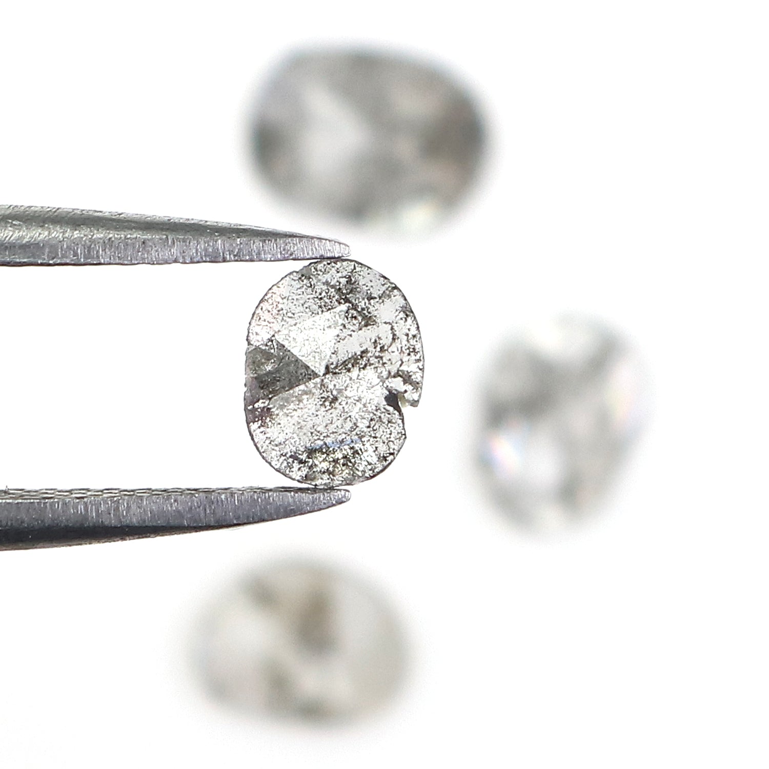 1.01 CT Natural Loose Slice Cut Diamond Salt And Pepper Uncut Diamond 7.00 MM Natural Black Grey Color Diamond Irregular Cut Diamond LQ3301