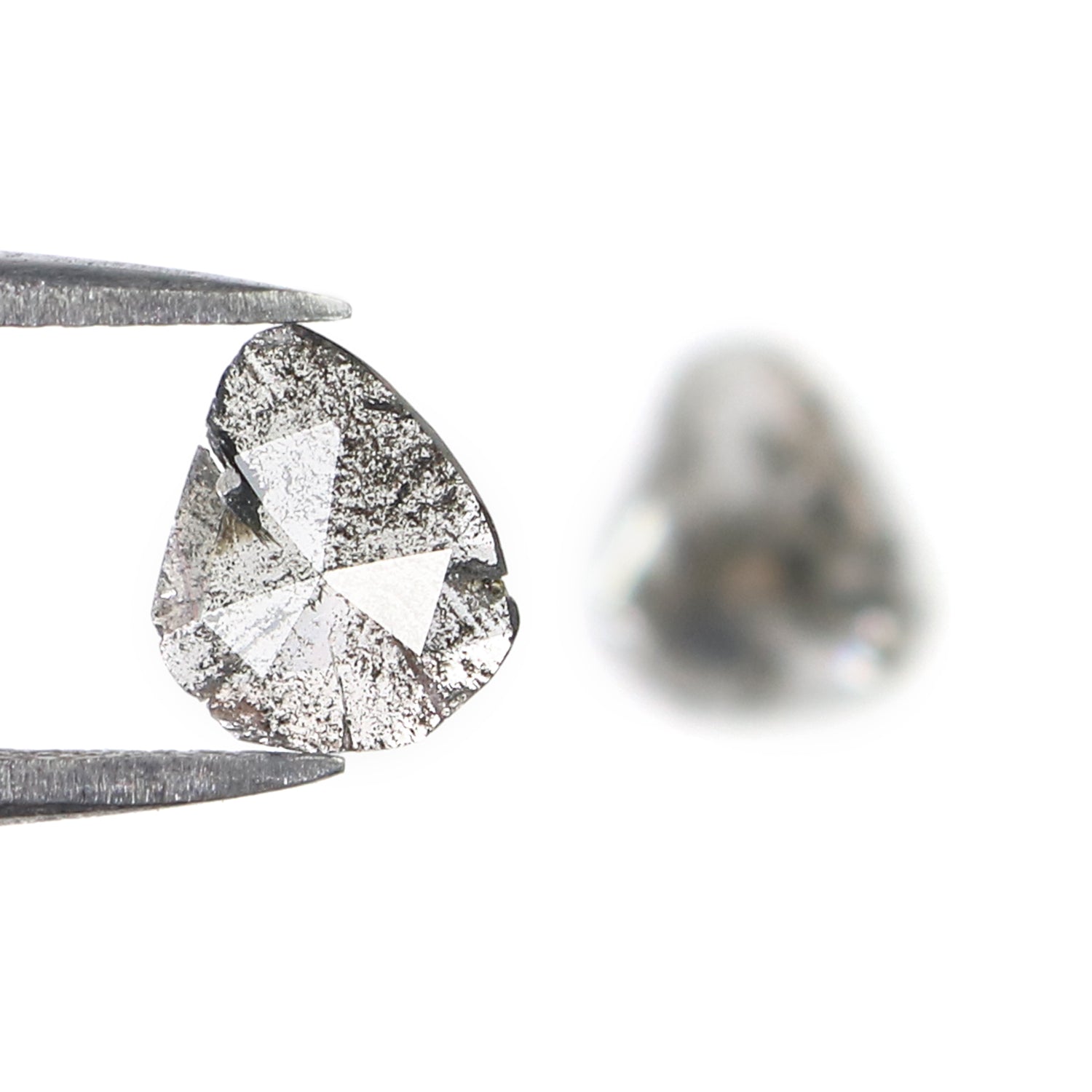 0.72 CT Natural Loose Slice Shape Diamond Salt And Pepper Uncut Diamond 7.60 MM Natural Black Grey Color Slice Irregular Cut Diamond N2645