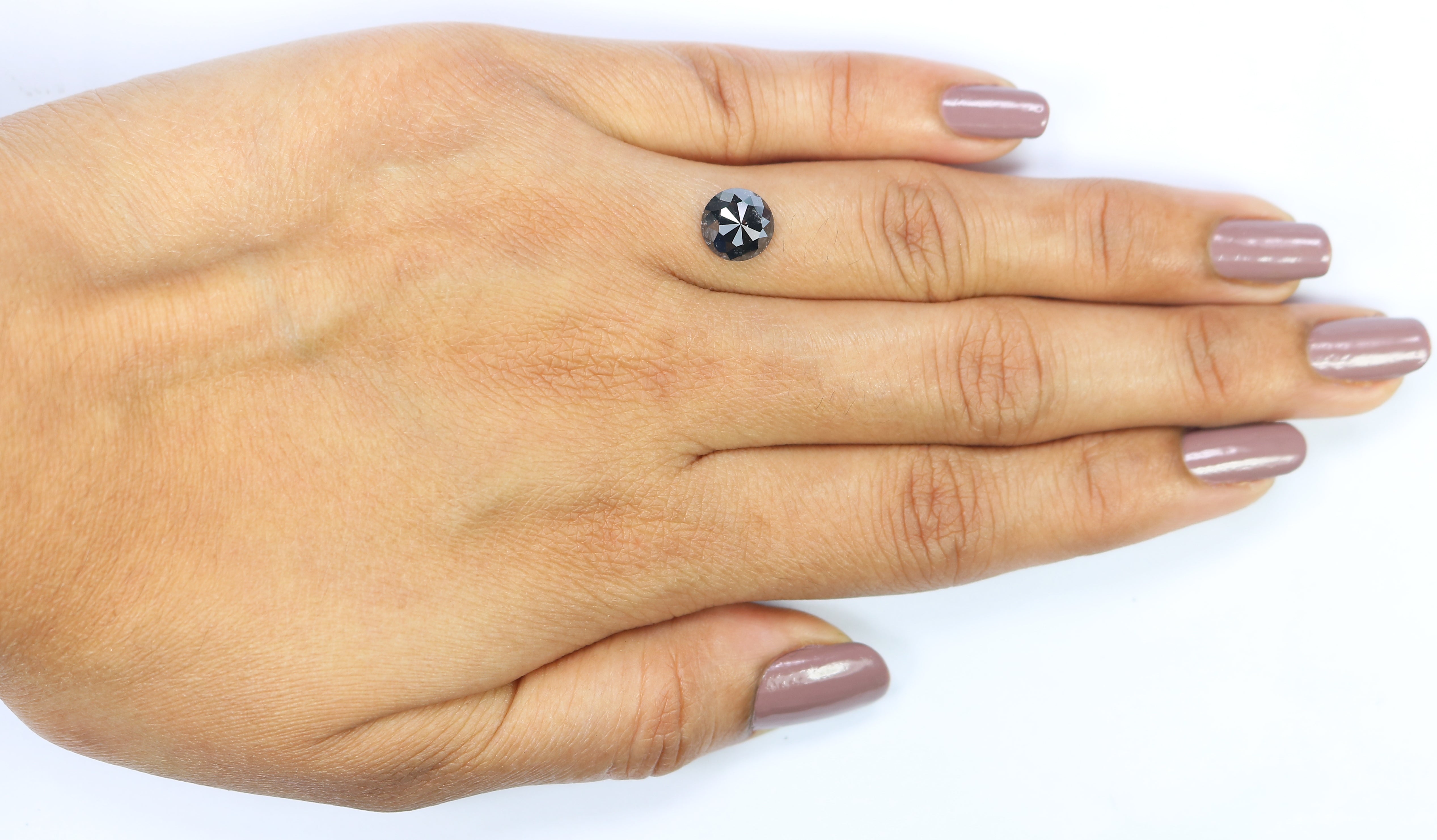 1.40 CT Natural Loose Round Rose Cut Diamond Salt And Pepper Round Diamond 7.55 MM Natural Loose Black Grey Color Rose Cut Diamond LC34