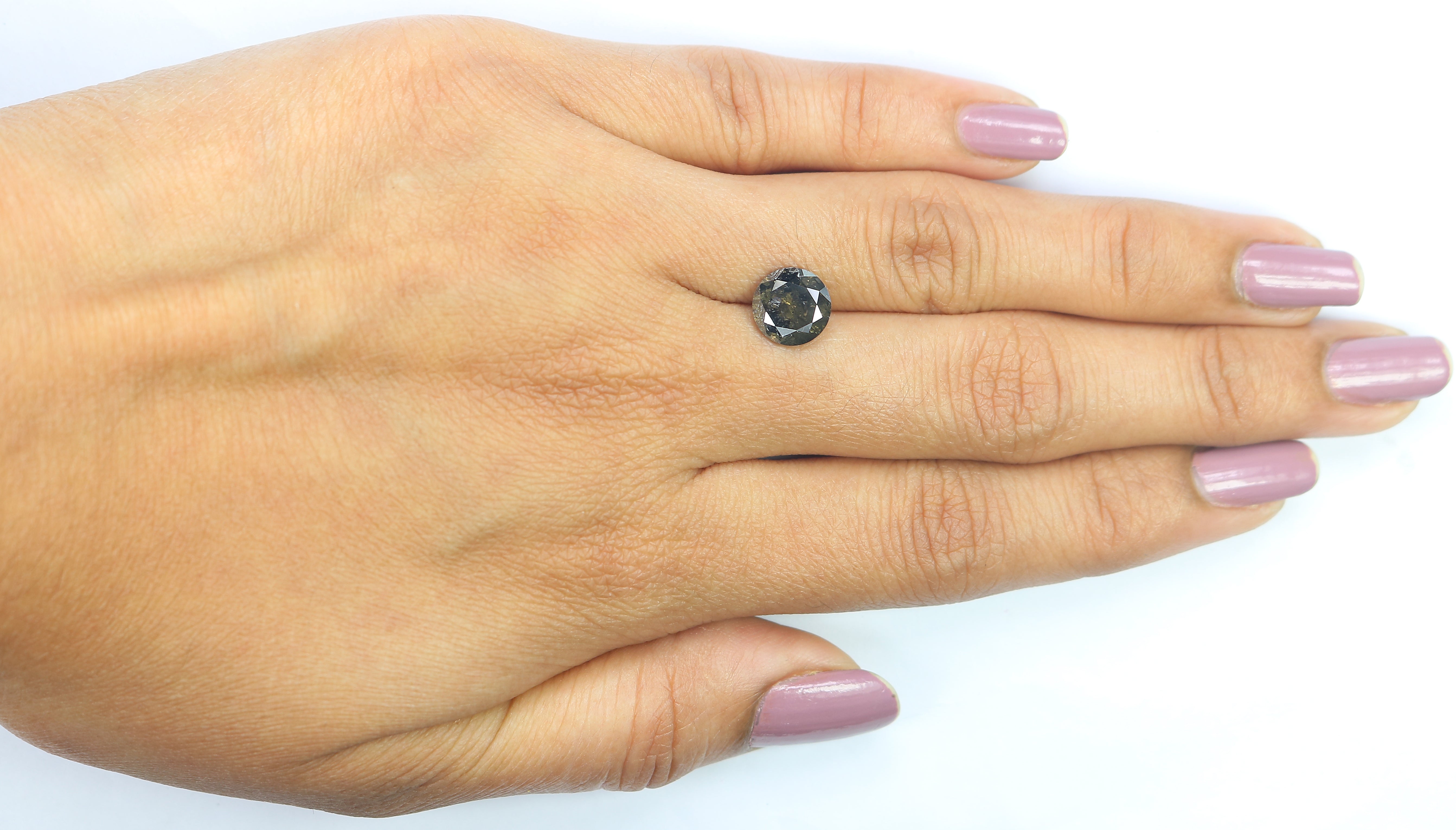 2.10 CT Natural Loose Round Shape Diamond Black Grey Color Round Cut Diamond 7.95 MM Salt And Pepper Round Brilliant Cut Diamond QL3028