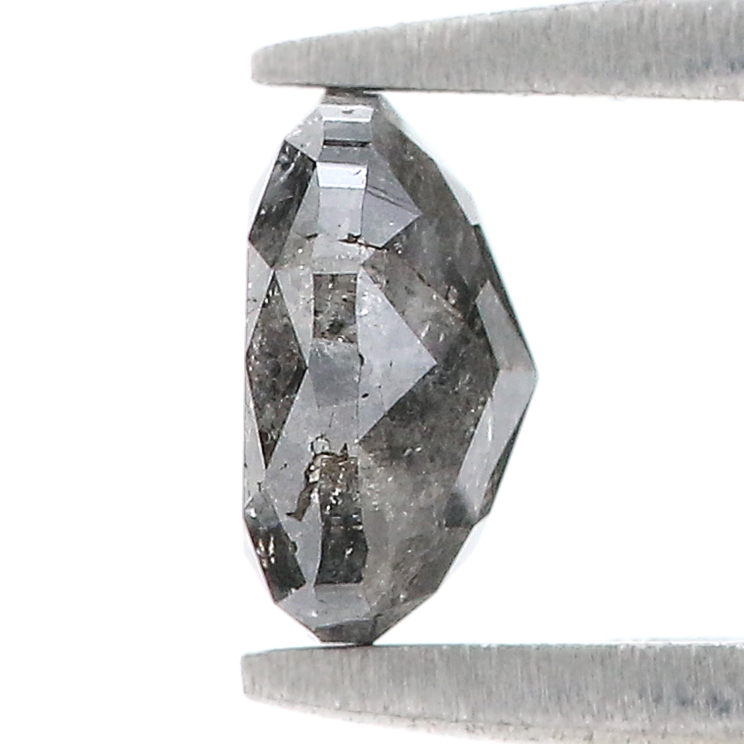 Natural Oval Salt and Pepper Diamond 0.89 CT Loose Oval Rose Cut Black Grey Stone 6.10 MM Rustic Diamond For Custom Engagement Ring L3628