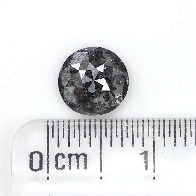 0.97 CT Natural Loose Round Cut Diamond Salt And Pepper Round Diamond 6.70 MM Natural Diamond Black Grey Color Round Rose Cut Diamond QN1131