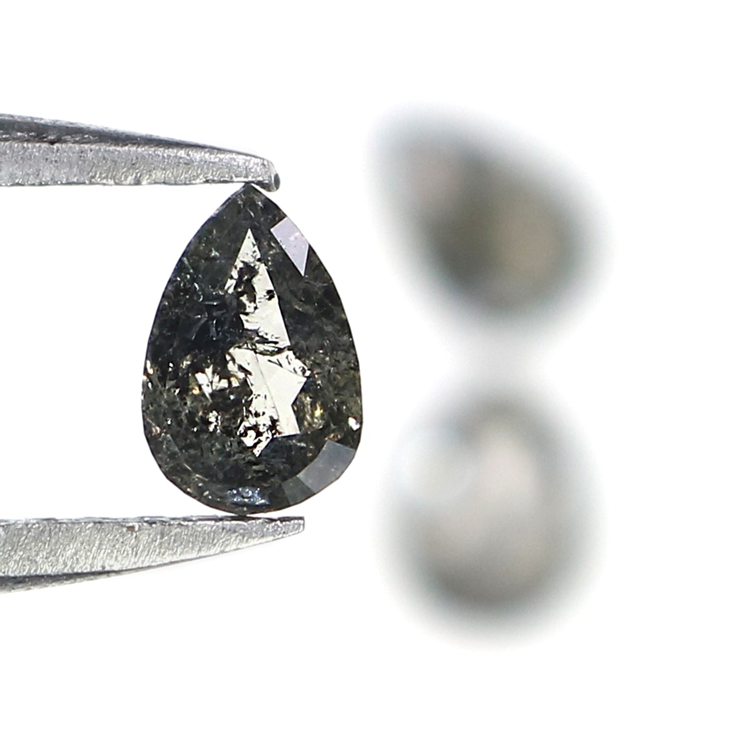 0.60 CT Natural Loose Pear Shape Diamond Salt And Pepper Pear Diamond 4.65 MM Natural Loose Black Grey Color Pear Rose Cut Diamond LQ2828
