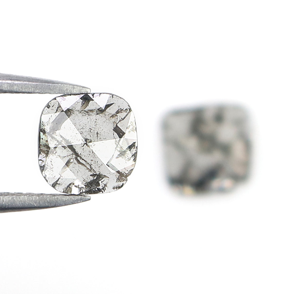 Natural Slice Salt and Pepper Diamond 0.91 CT Loose Irregular Cut Black Grey Stone 6.75 MM Rustic Diamond For Custom Engagement Ring L3621