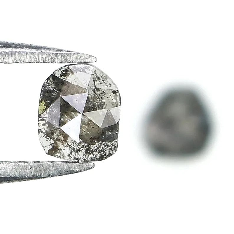 0.75 CT Natural Loose Slice Cut Diamond Salt And Pepper Irregular Cut Diamond 5.05 MM Black Grey Color Slice Shape Rose Cut Diamond NQ1631