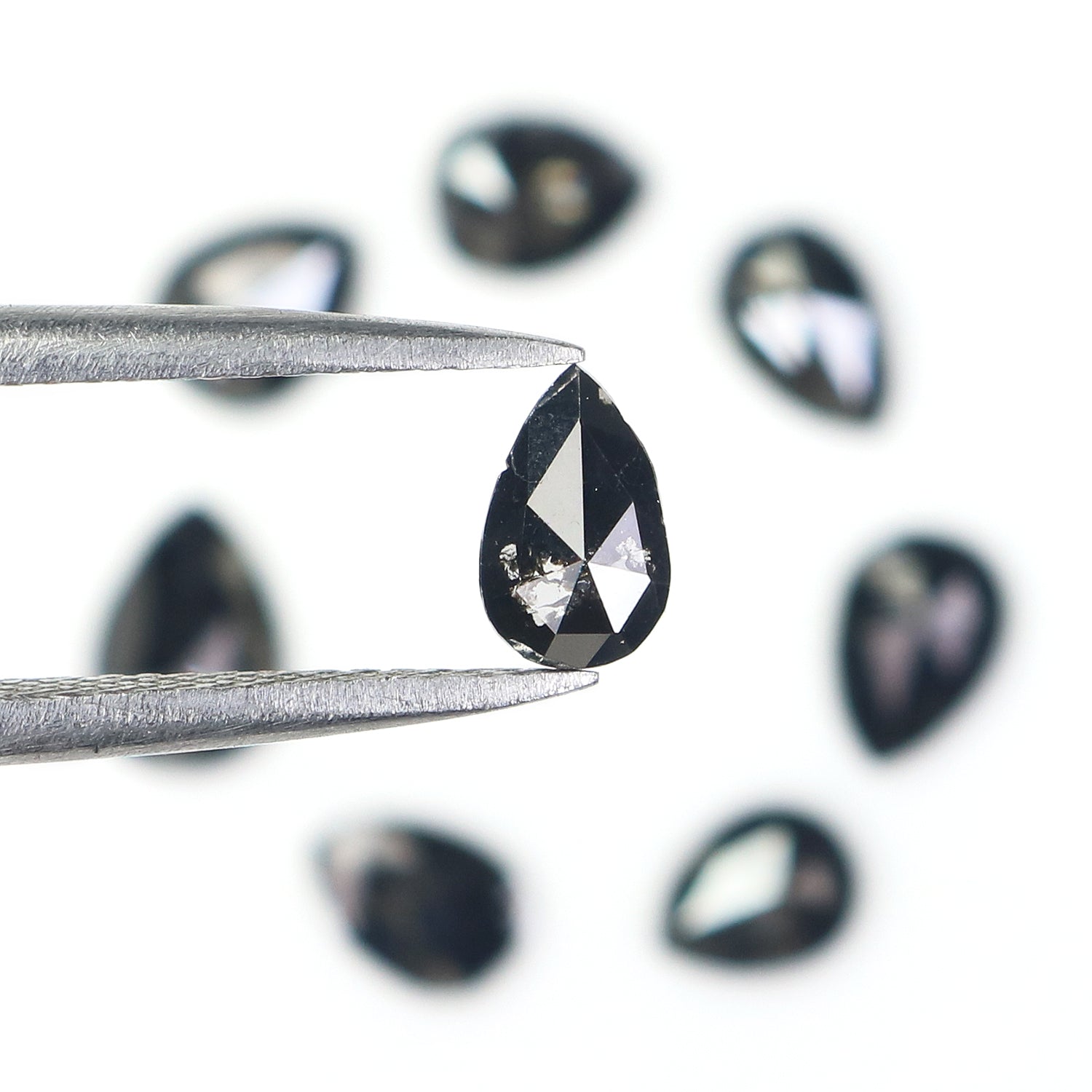 2.56 CT Natural Loose Pear Shape Diamond Black Color Pear Cut Diamond 5.20 MM Natural Loose Black Color Diamond Pear Rose Cut Diamond LQ1664