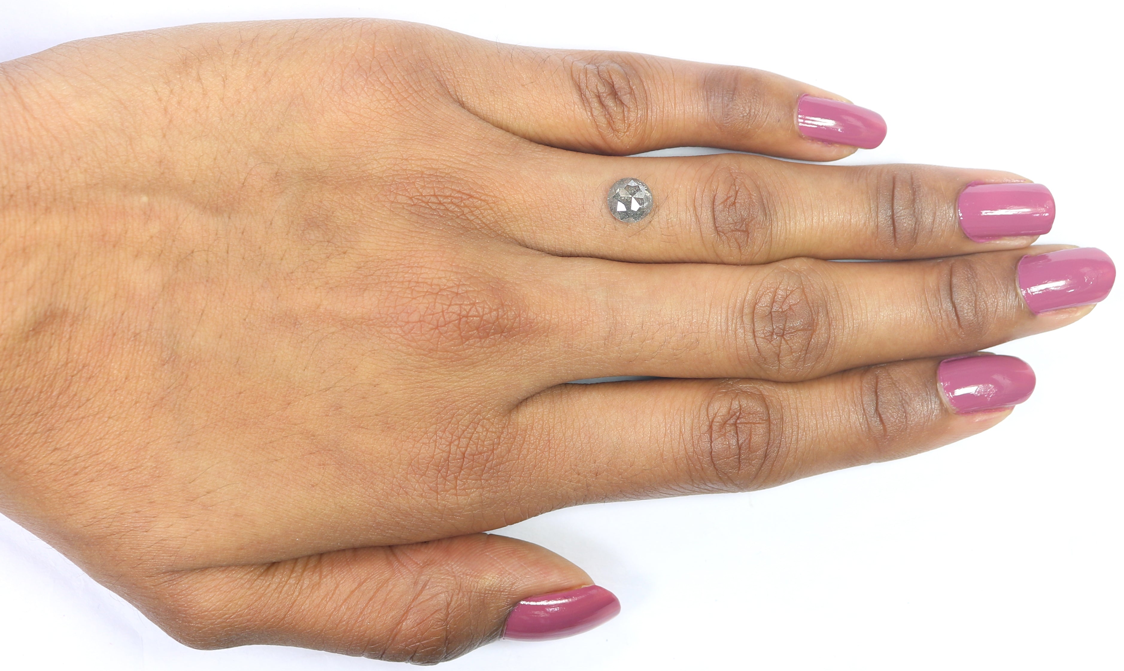 Natural Round Salt and Pepper Diamond 1.26 CT Loose Rose Cut Black Grey Stone 6.40 MM Rustic Diamond For Custom Engagement Ring L3679