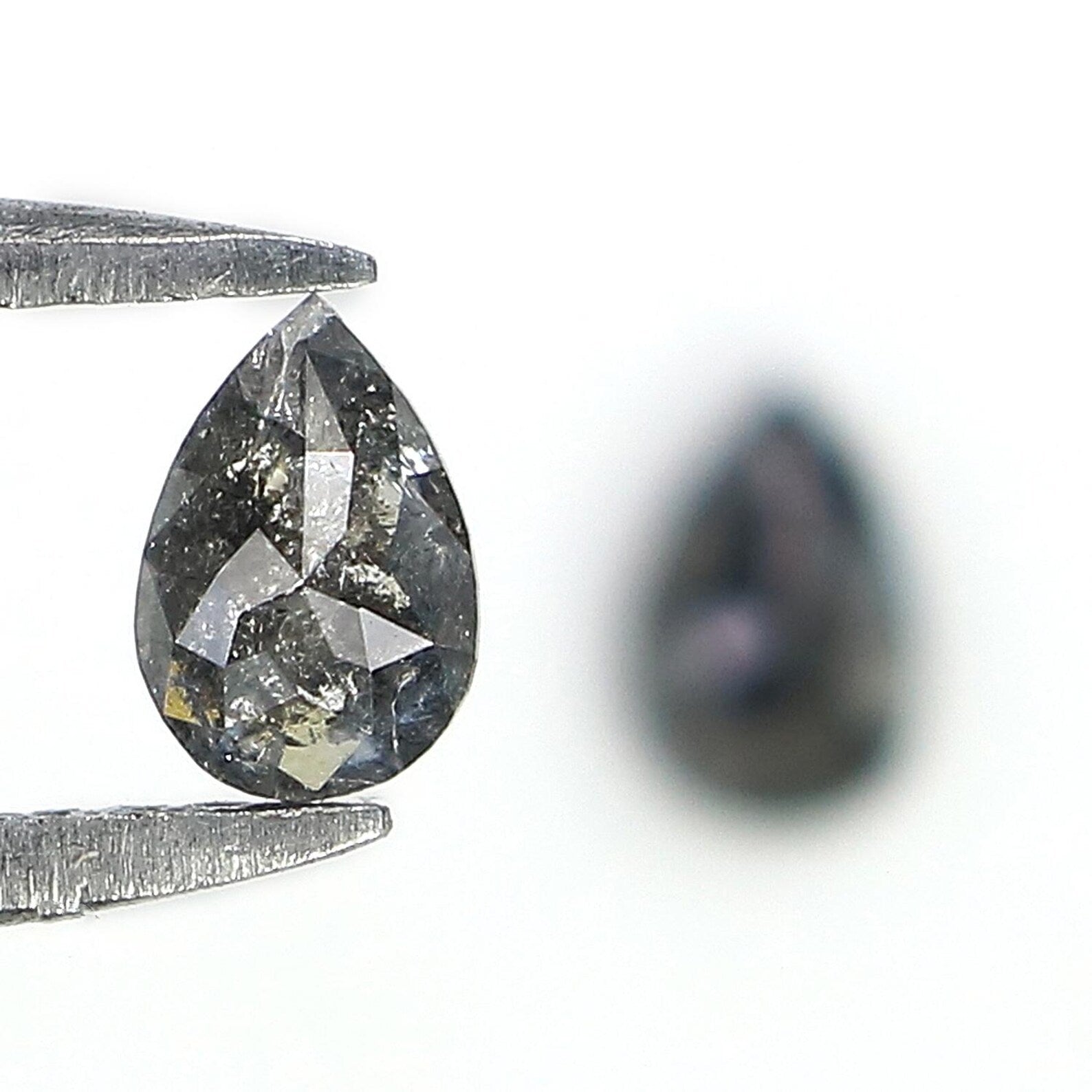0.47 CT Natural Loose Pear Cut Pair Diamond Salt And Pepper Pear Shape Diamond 4.75 MM Natural Black Grey Color Pear Rose Cut Diamond QN942